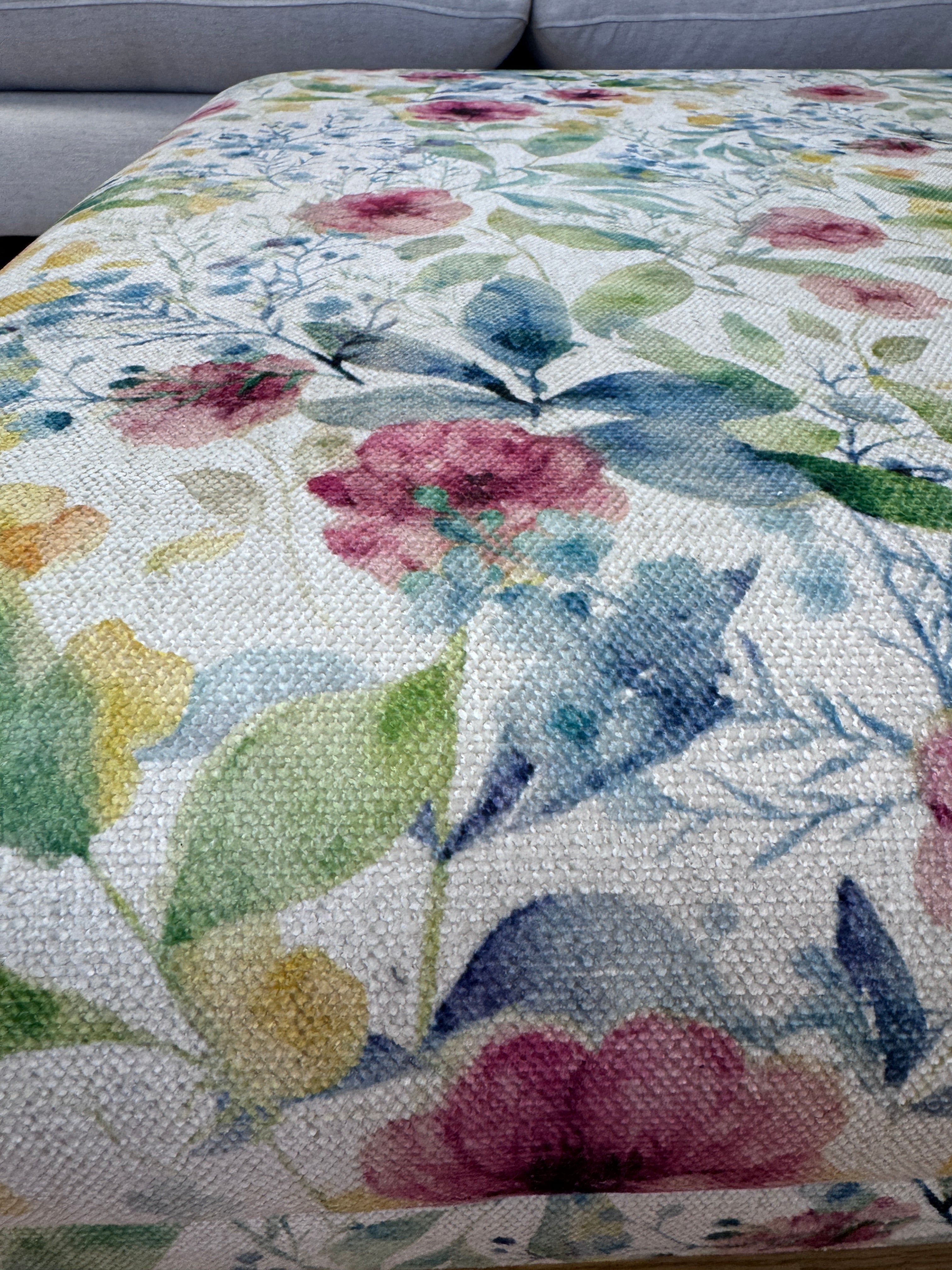 Lacey large square Footstool in Spring Floral fabric