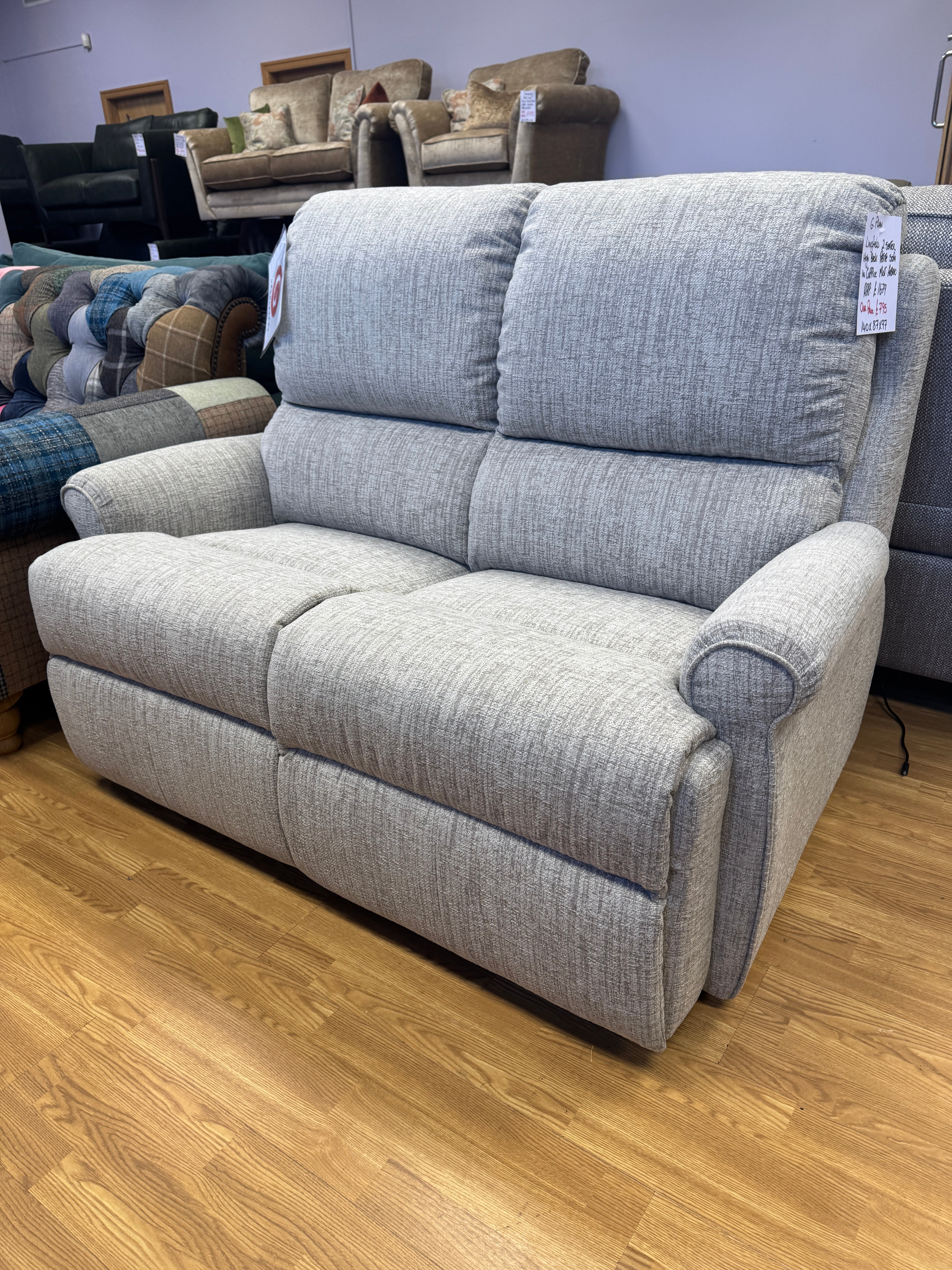 G Plan Lingfield 2 seater high back petite sofa in Coppice Mist fabric