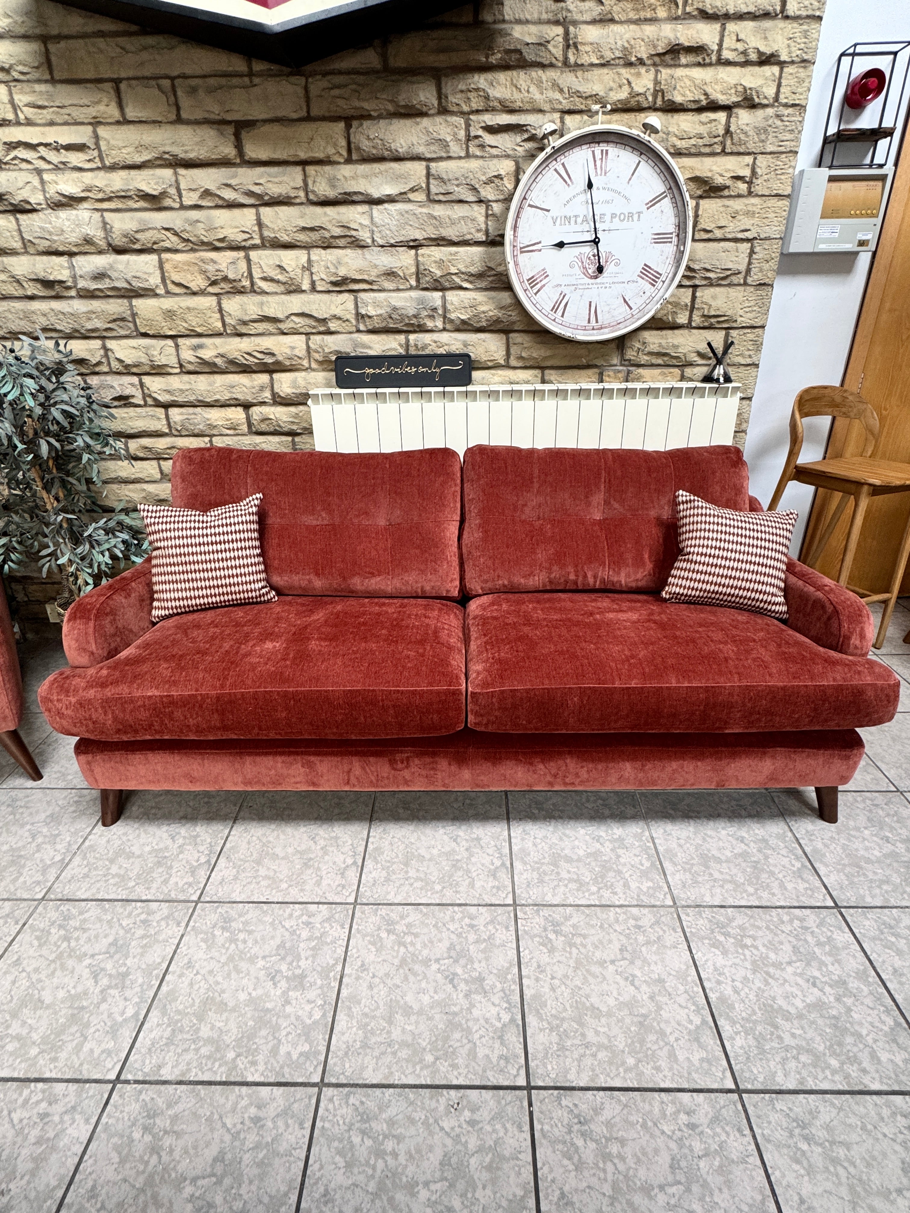 Loften large 3 seater standard back sofa in Witton Brick chenille