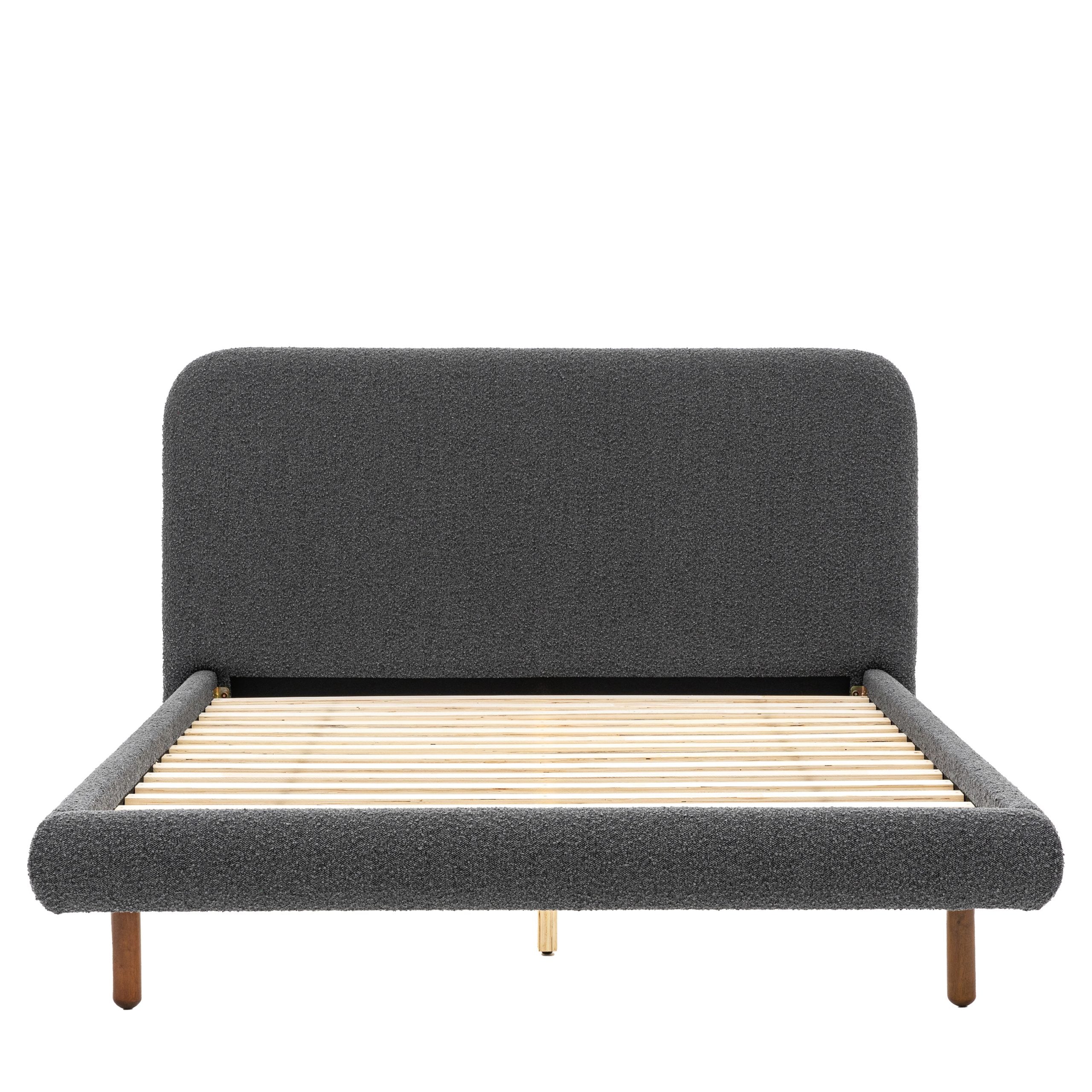Romiley Boucle fabric Double Bed frame - available in Stone grey & Charcoal