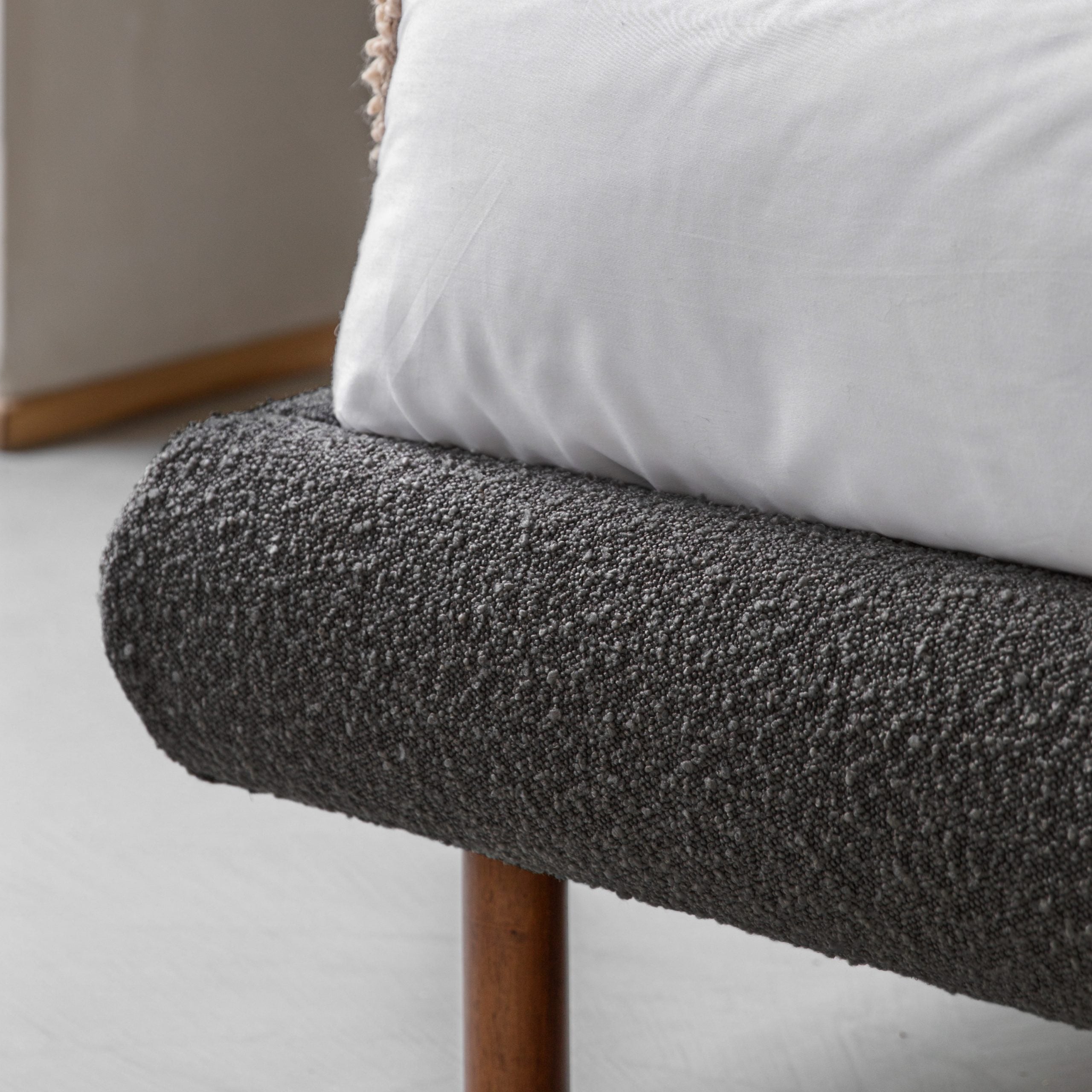 Romiley Boucle fabric Double Bed frame - available in Stone grey & Charcoal