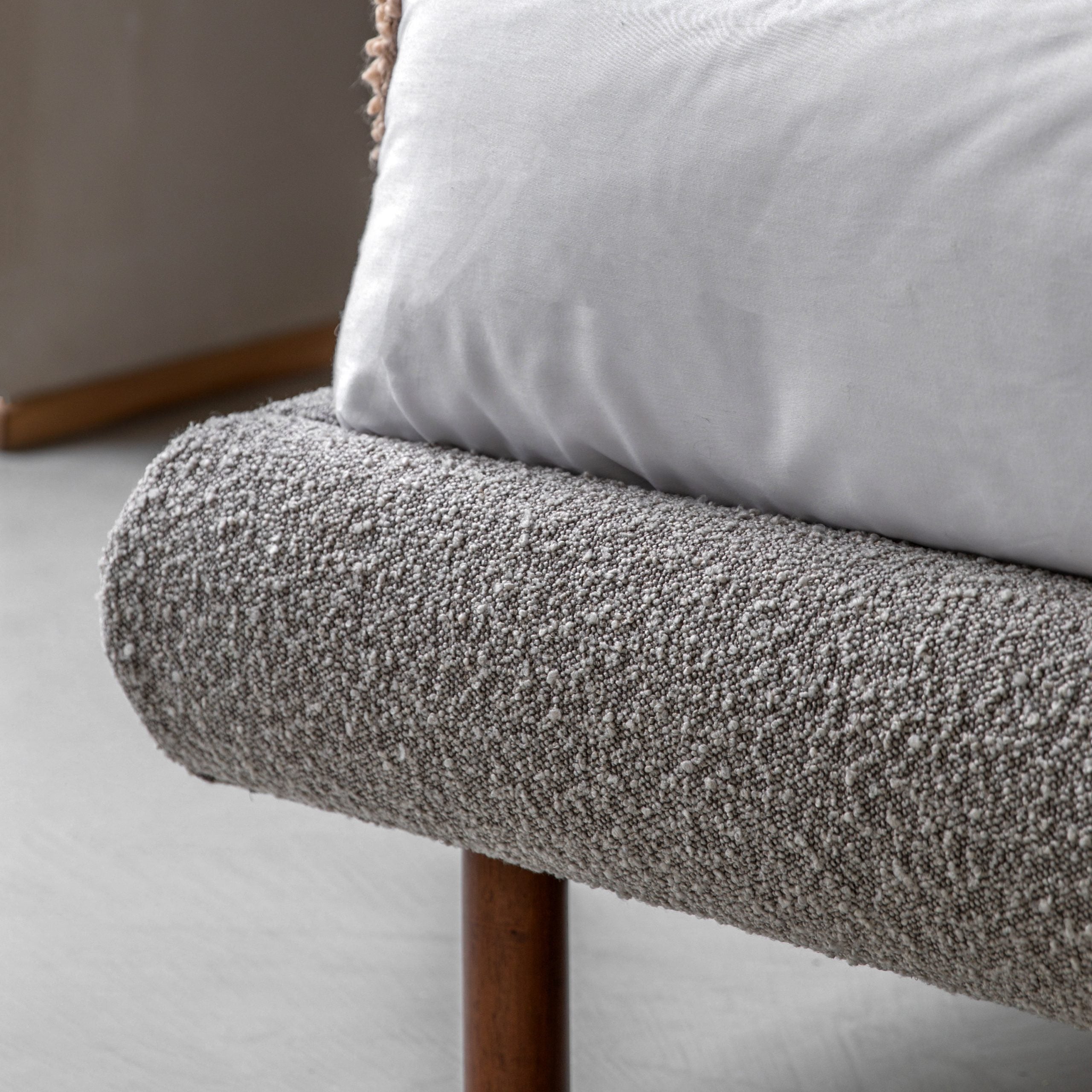 Romiley Boucle fabric Double Bed frame - available in Stone grey & Charcoal