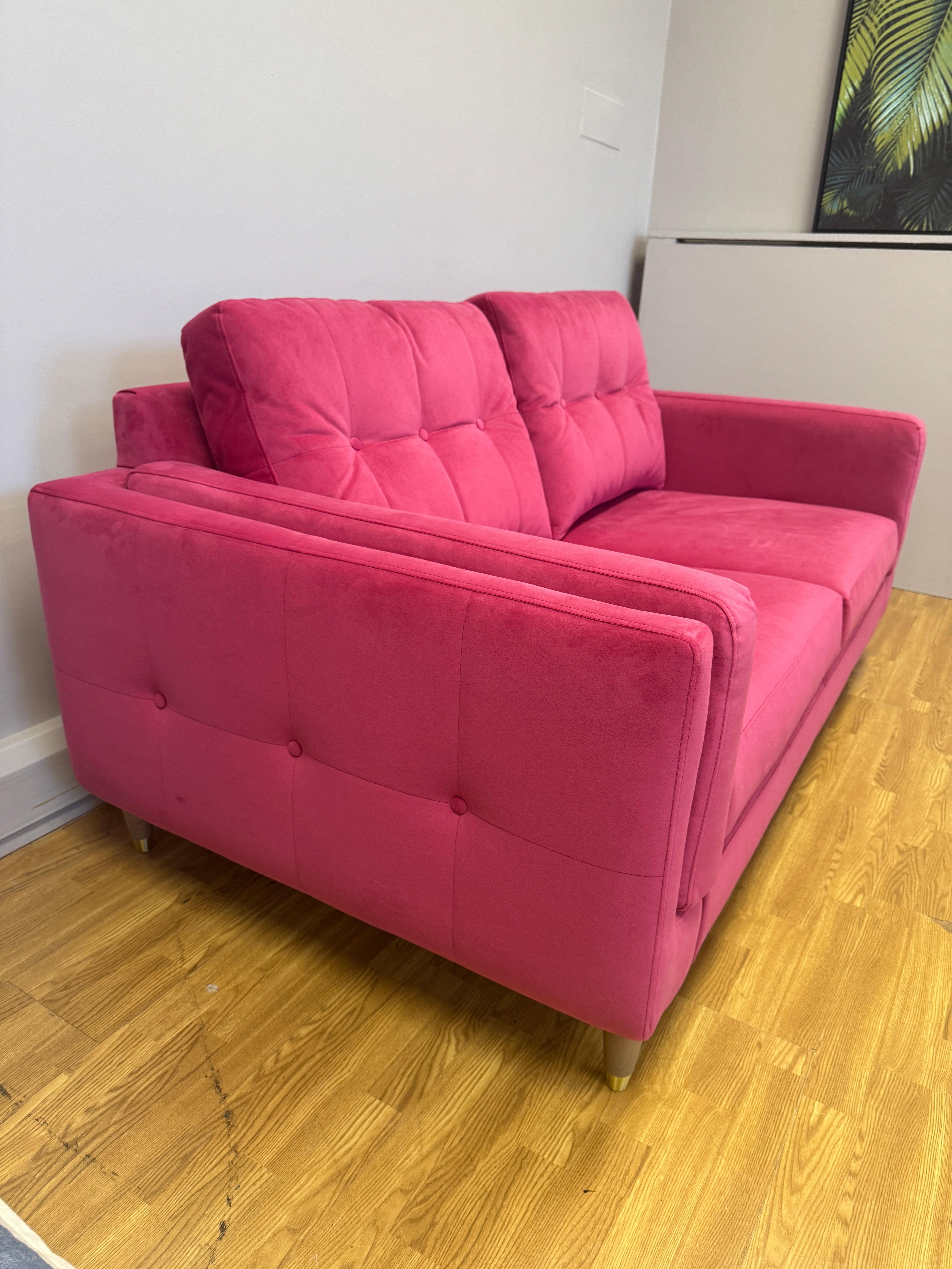 The Lounge Company Maddison 2.5 standard back sofa in Summer Punch pink velvet
