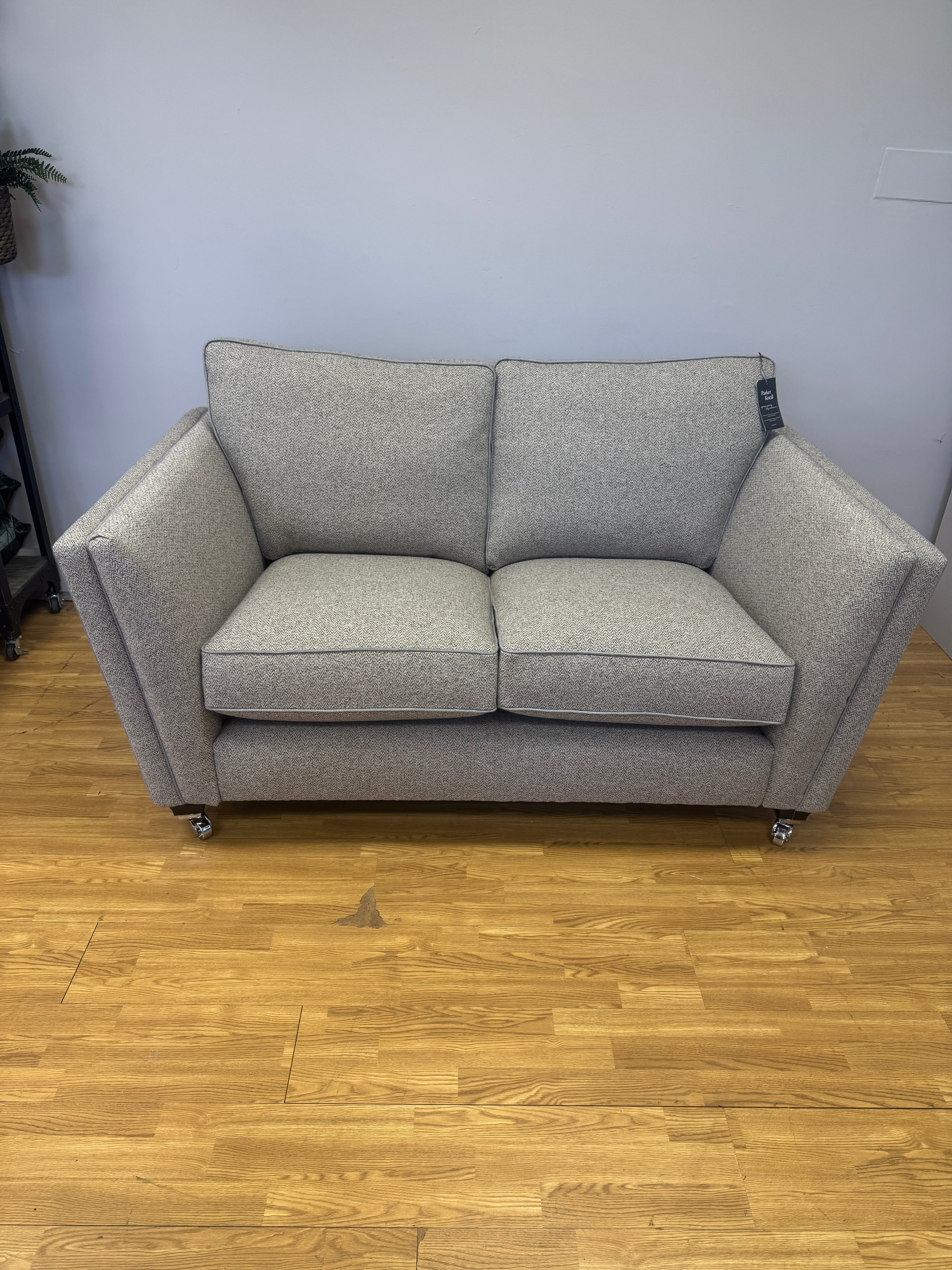 Parker Knoll Harlow 2 seater standard back sofa in Contour Smoke tweed fabric
