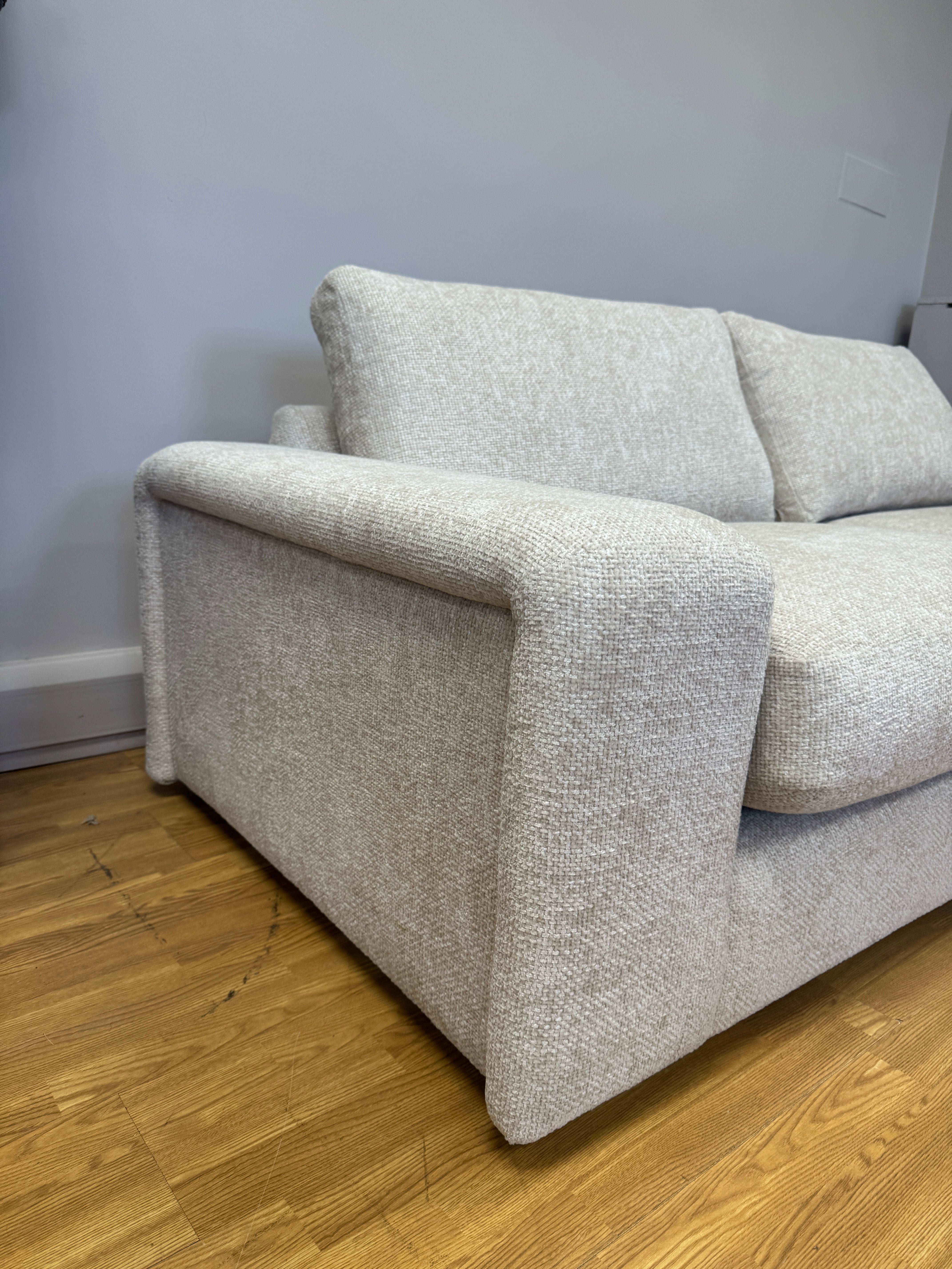 Cass 4 seater standard back sofa in ivory basket weave chenille fabric
