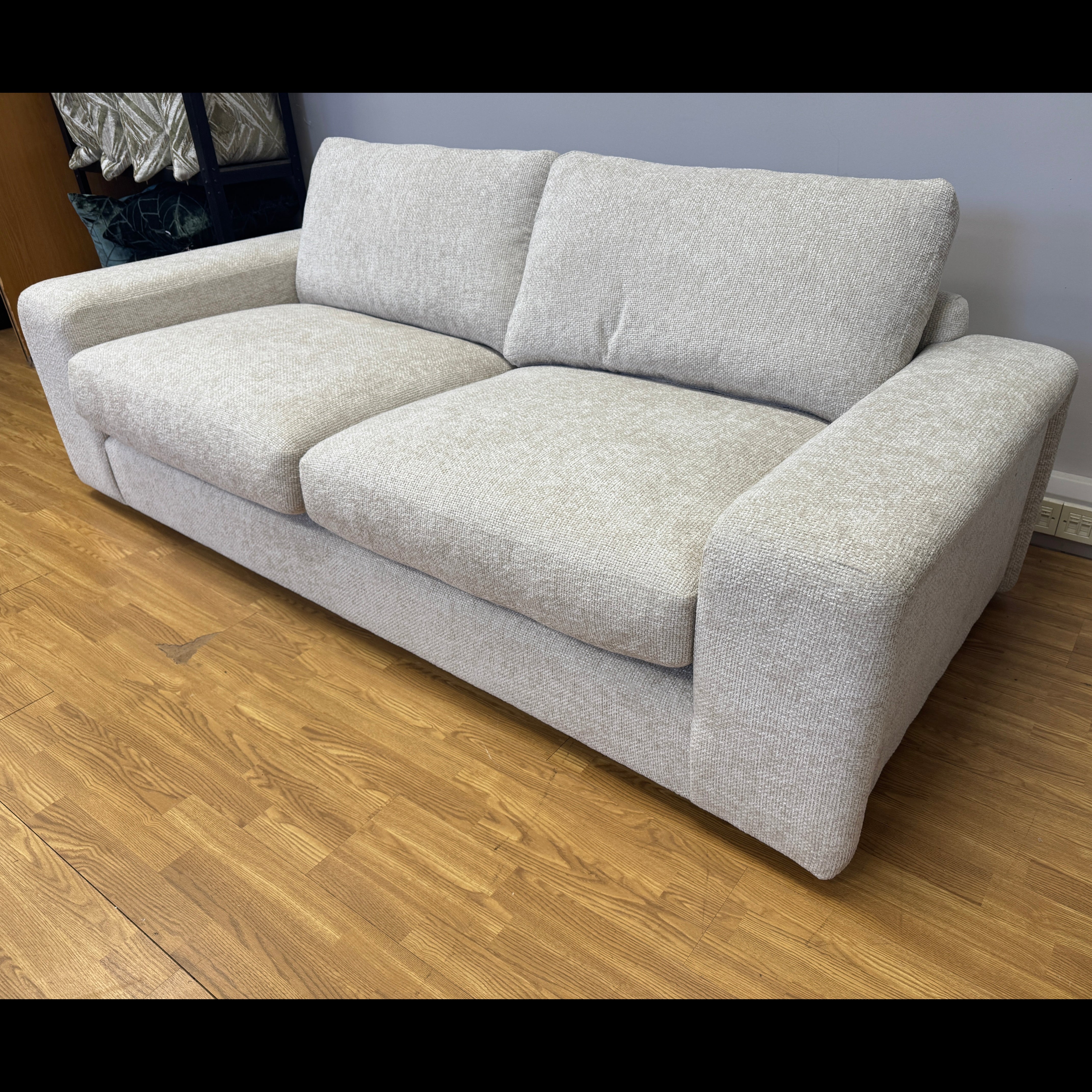 Cass 4 seater standard back sofa in ivory basket weave chenille fabric