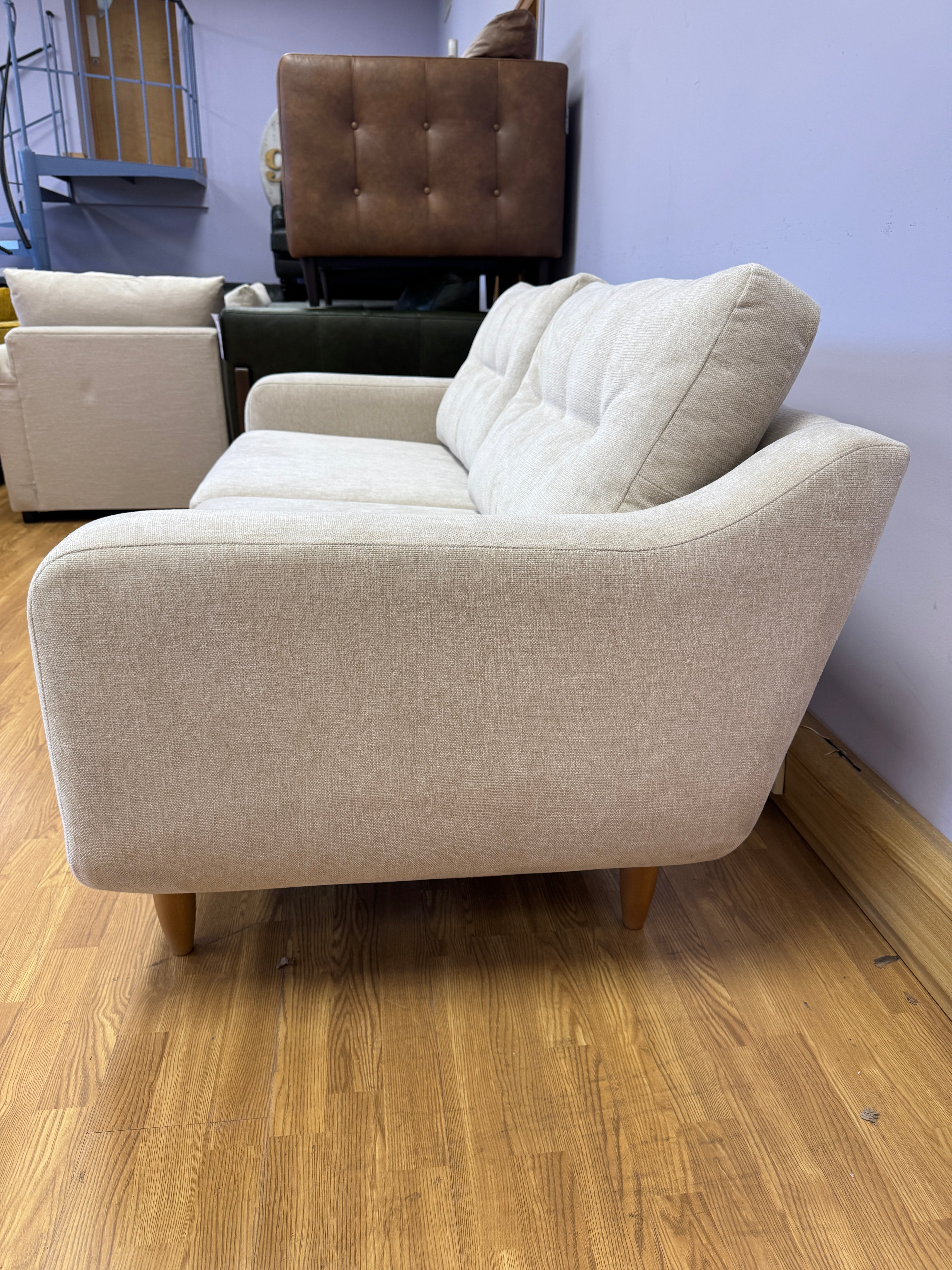 Lisbon 3 seater standard back sofa in oatmeal natural weave