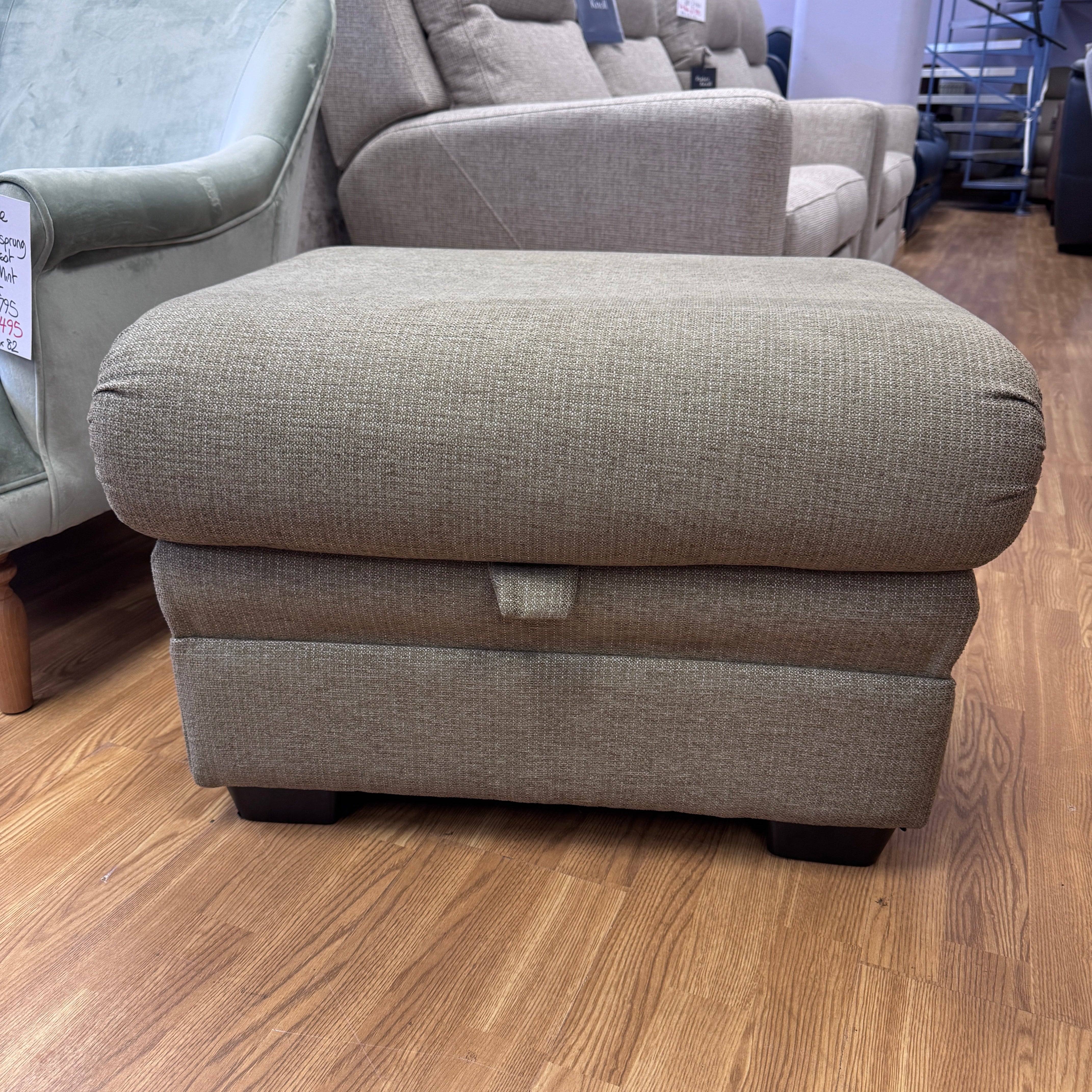 Parker Knoll Storage footstool in sage green fabric (matching chairs available)