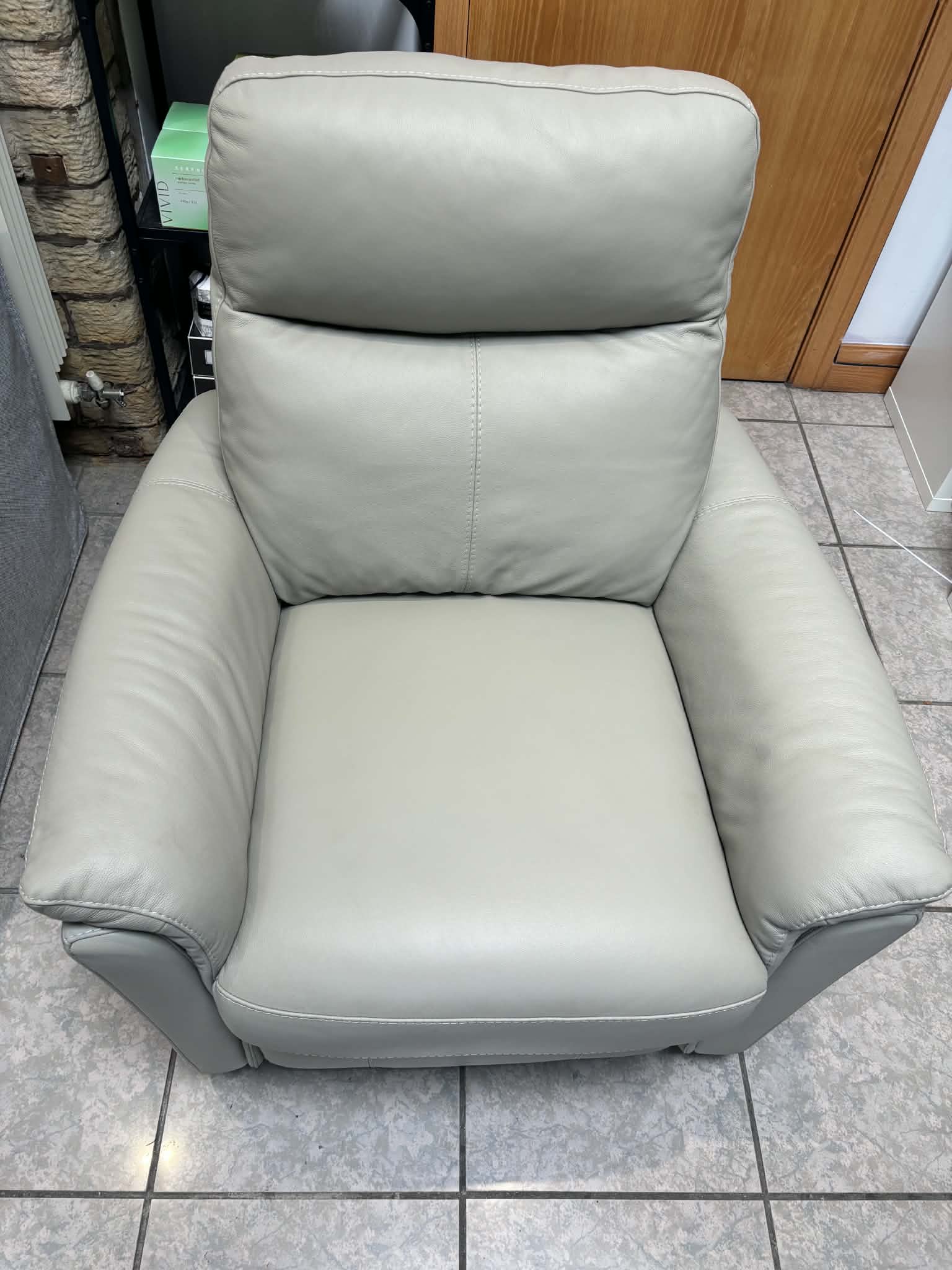 Rowan armchair in Silver / Grey leather (pair available)