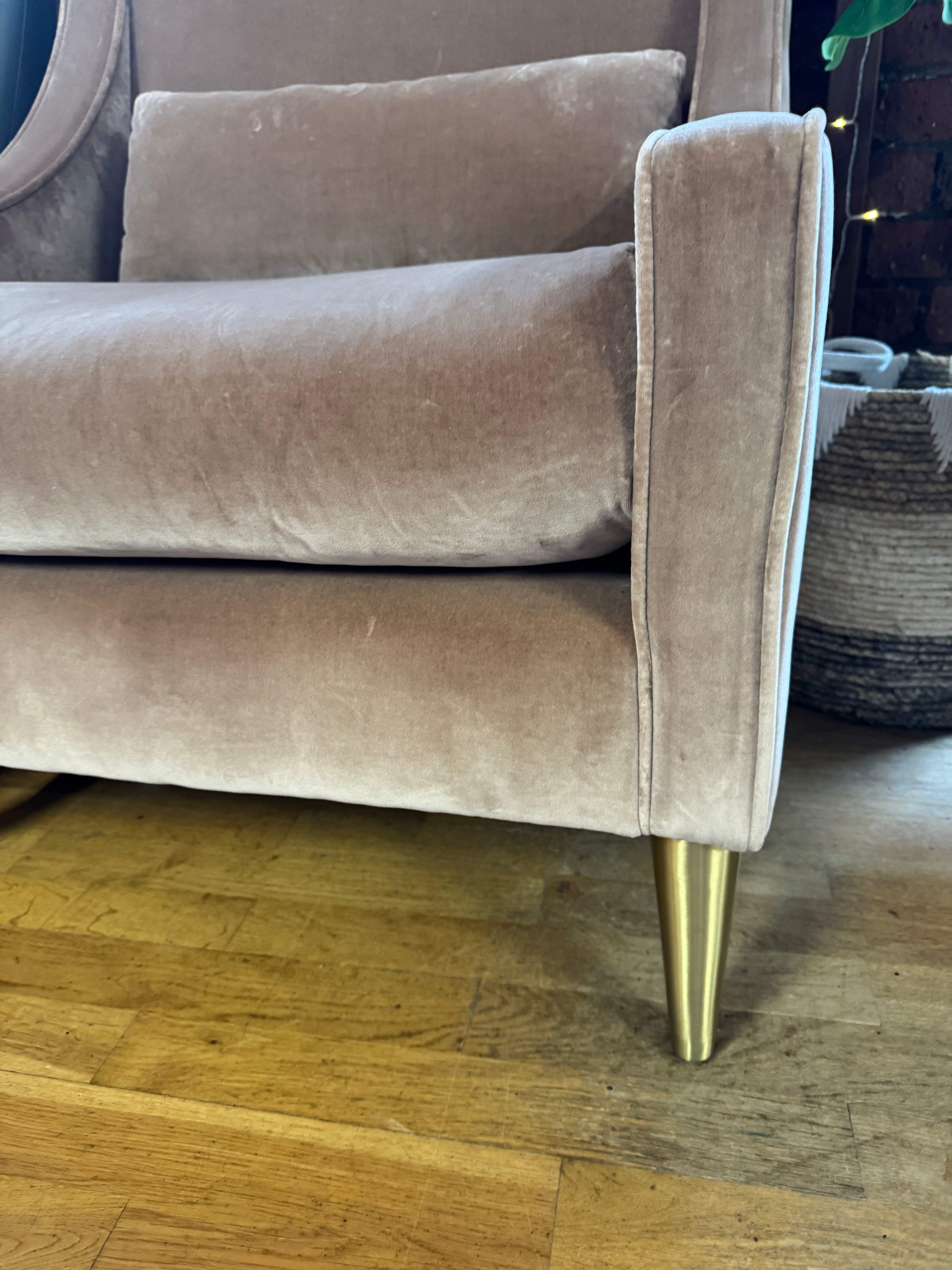 Sofa.com Shelby high back armchair in Cinnamon velvet fabric