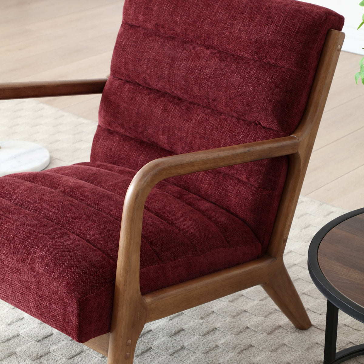 Inca ribbed accent chair with Walnut frame