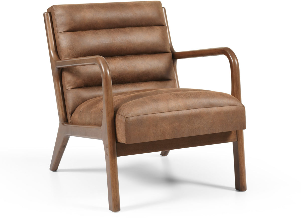 Inca ribbed accent chair with Walnut frame