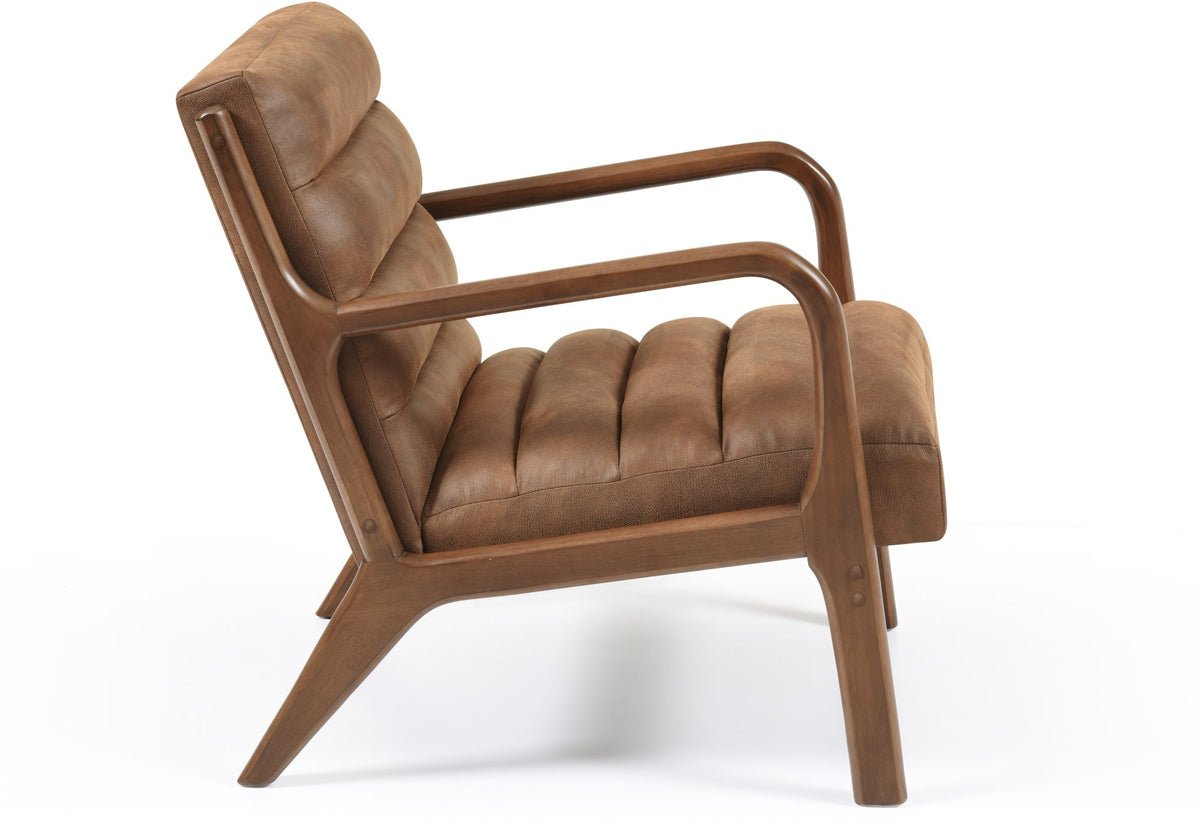 Inca ribbed accent chair with Walnut frame