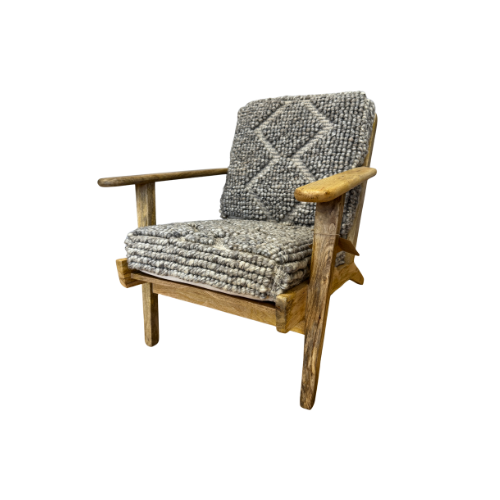 Nkuku Keya chunky natural weave & mango wood accent chair