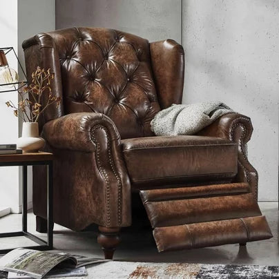 Shackleton electric power reclining armchair in full 1981 Saddle Leather