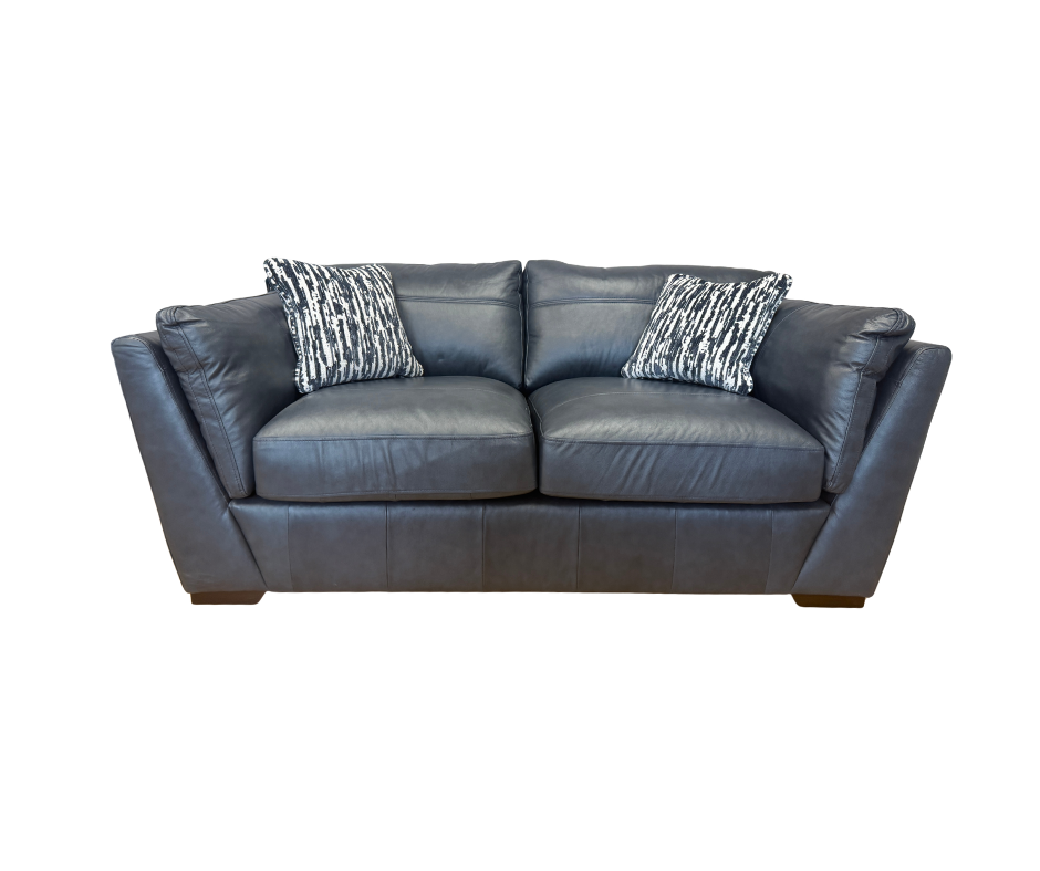 Phoenix 2 seater standard back sofa in Turino blue leather