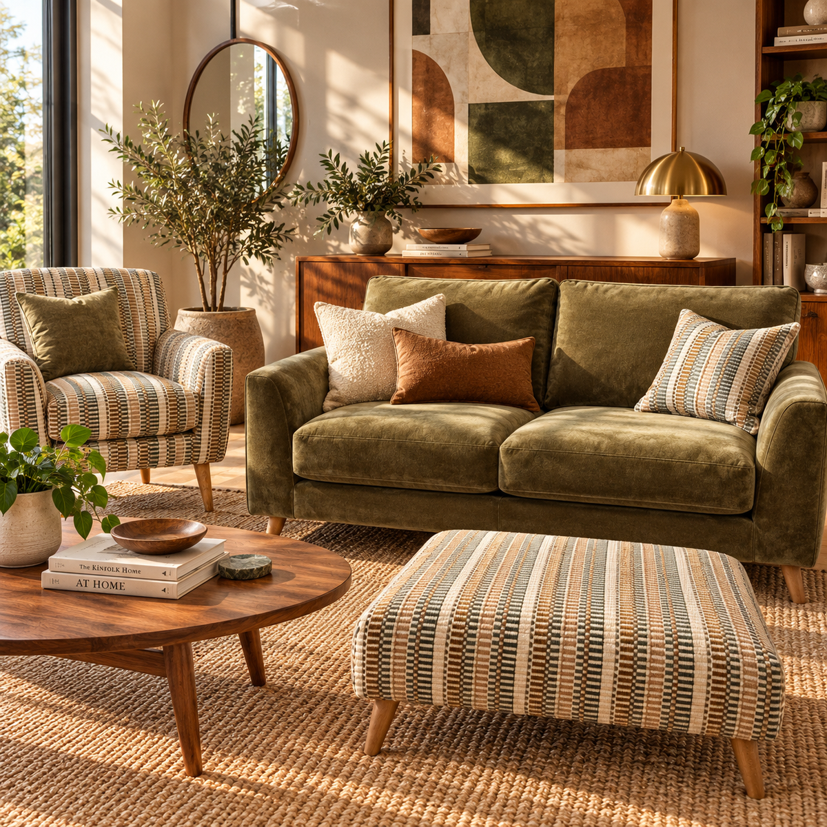 Tovi medium 3 seater sofa in Sage green chenille fabric