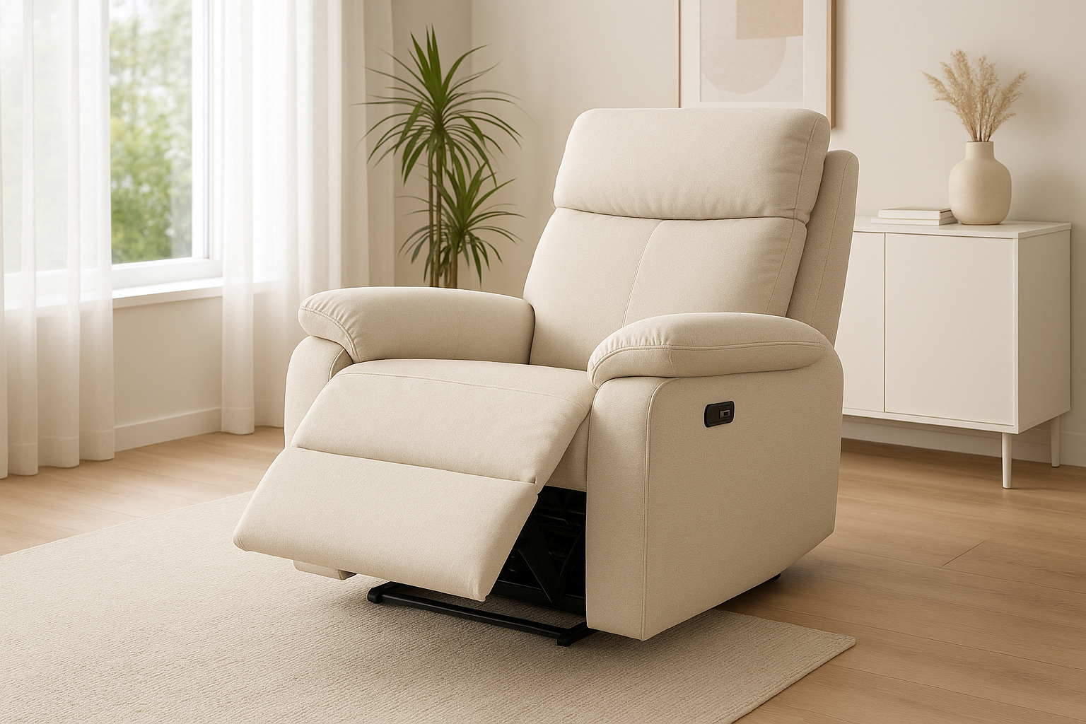 light coloured electric reclining chair