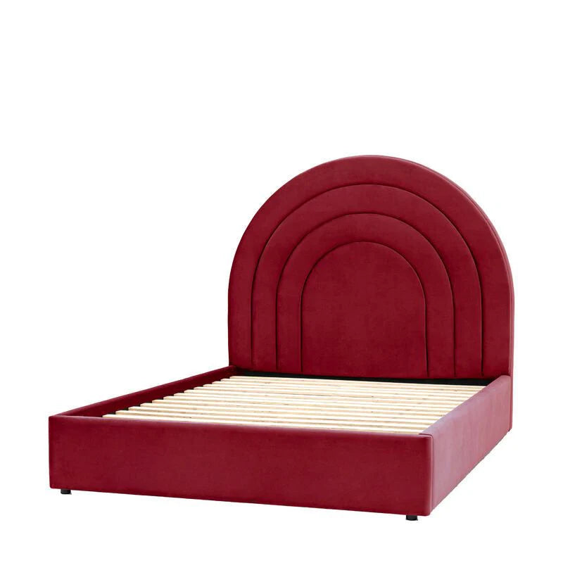 Arc Kingsize Bedframe - available in Green, Red, Blue & Grey velvet