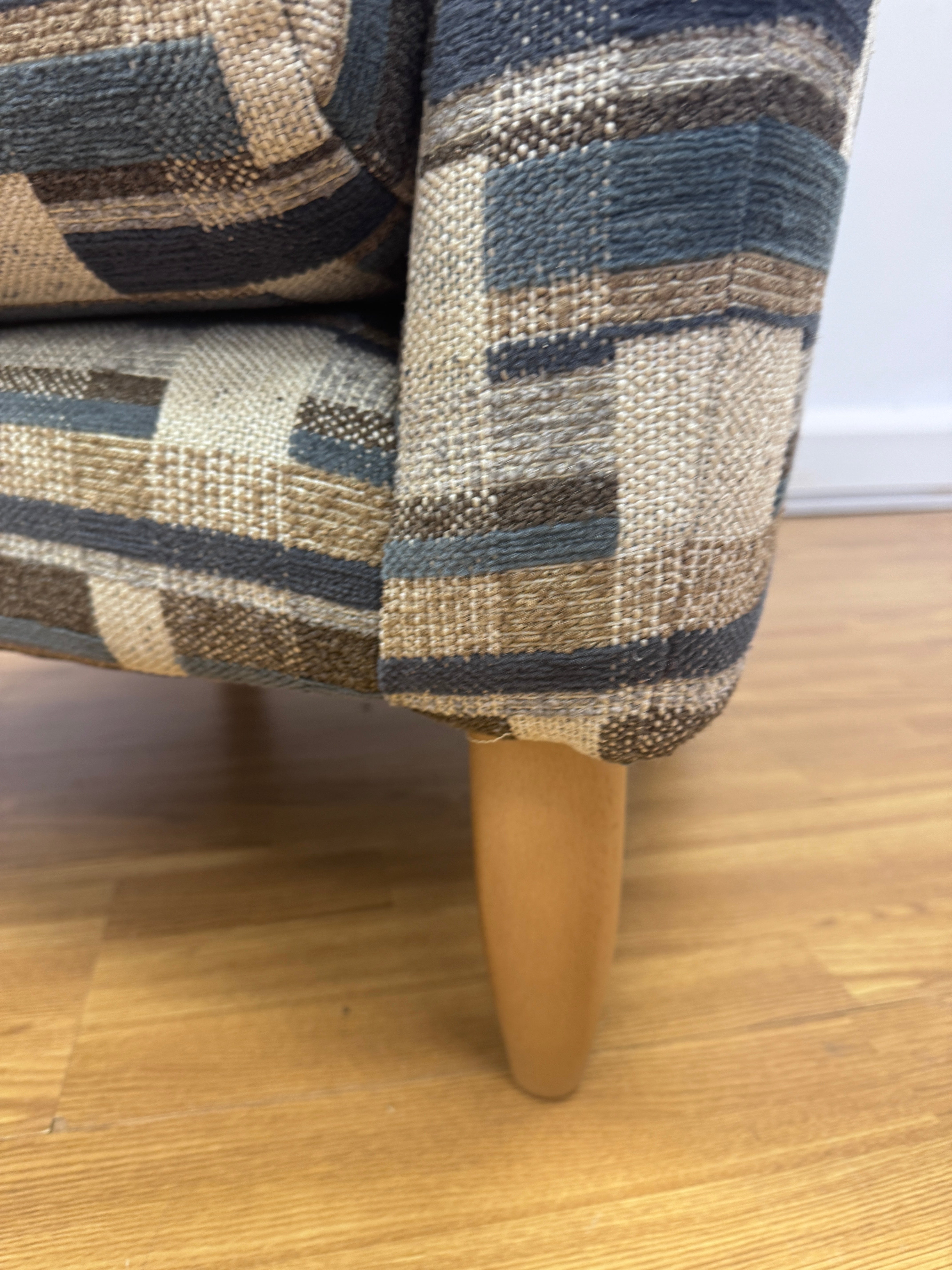 Atelier wingback accent chair in Bolero Harbour pattern fabric