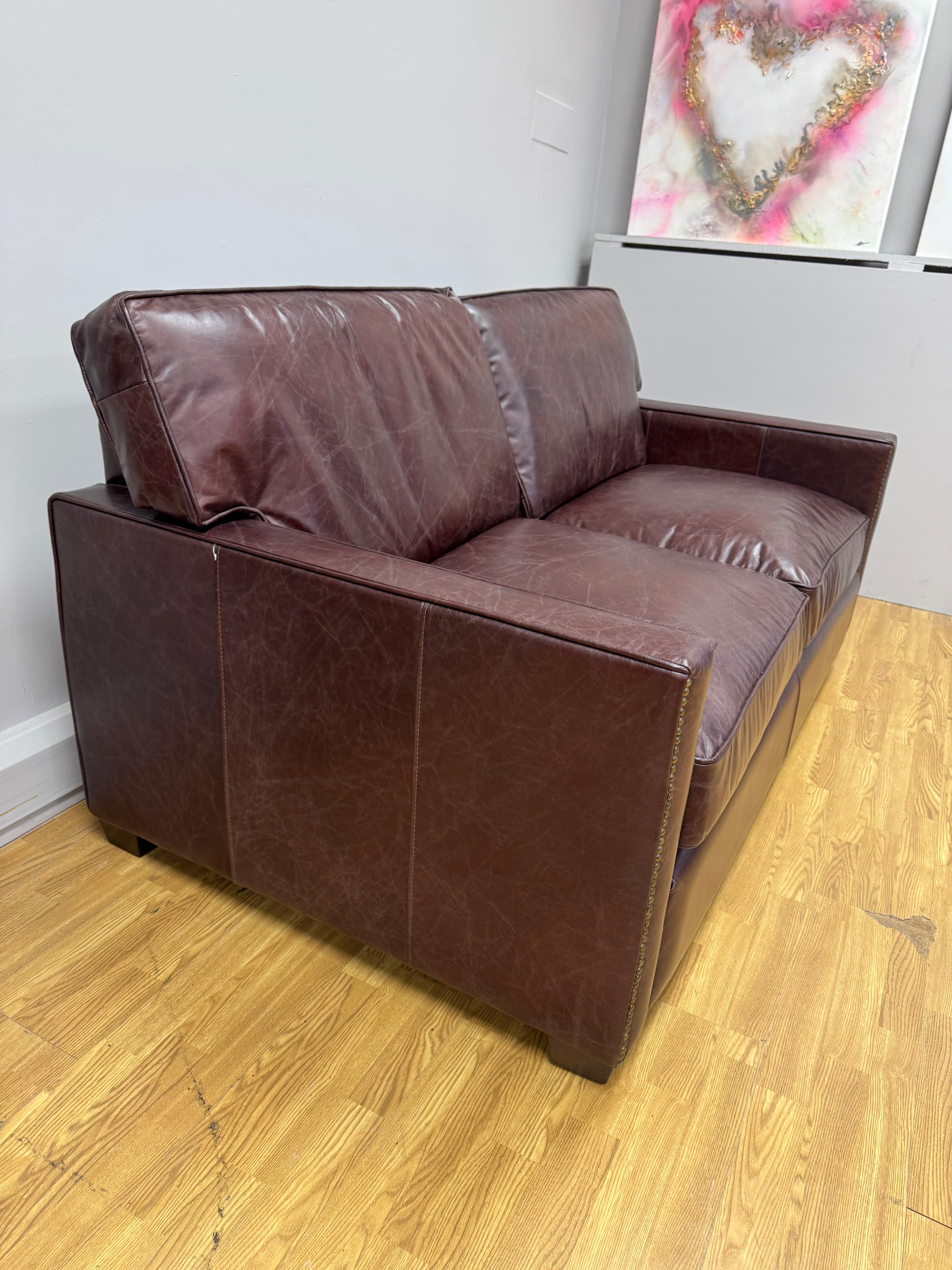 Timothy Oulton Viscount William 2 seater standard back sofa in Vagabond Red rich leather