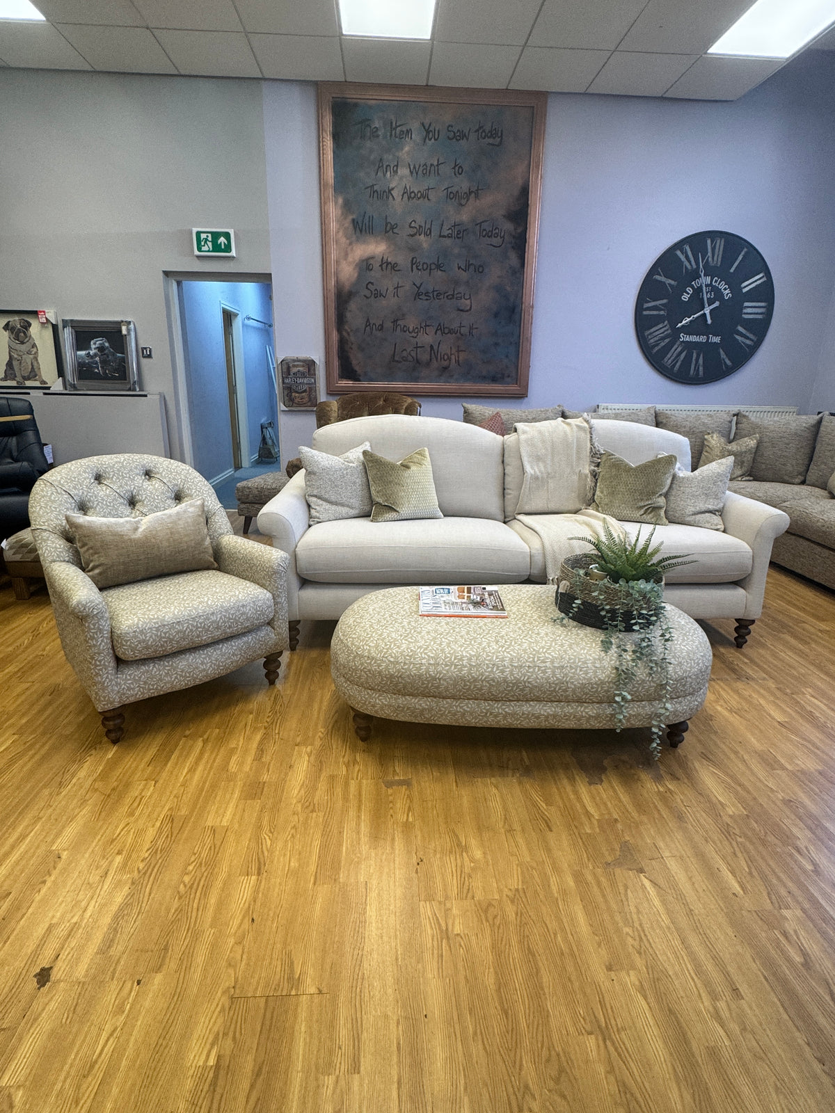 Clover 4 seater standard back sofa in natural linen mix fabirc