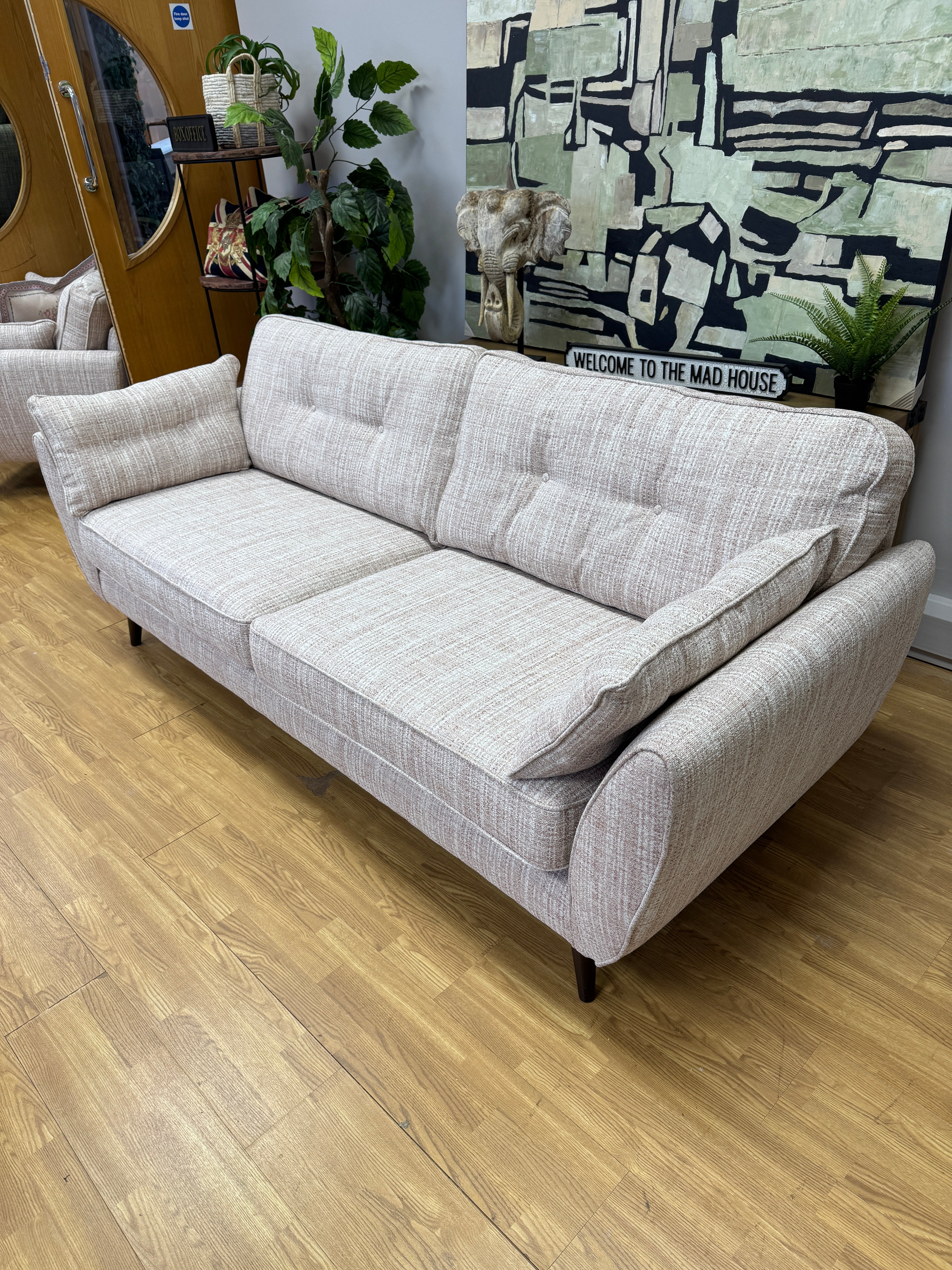 Zinc large 4 seater standard back sofa in Glastonbury Rose cross weave