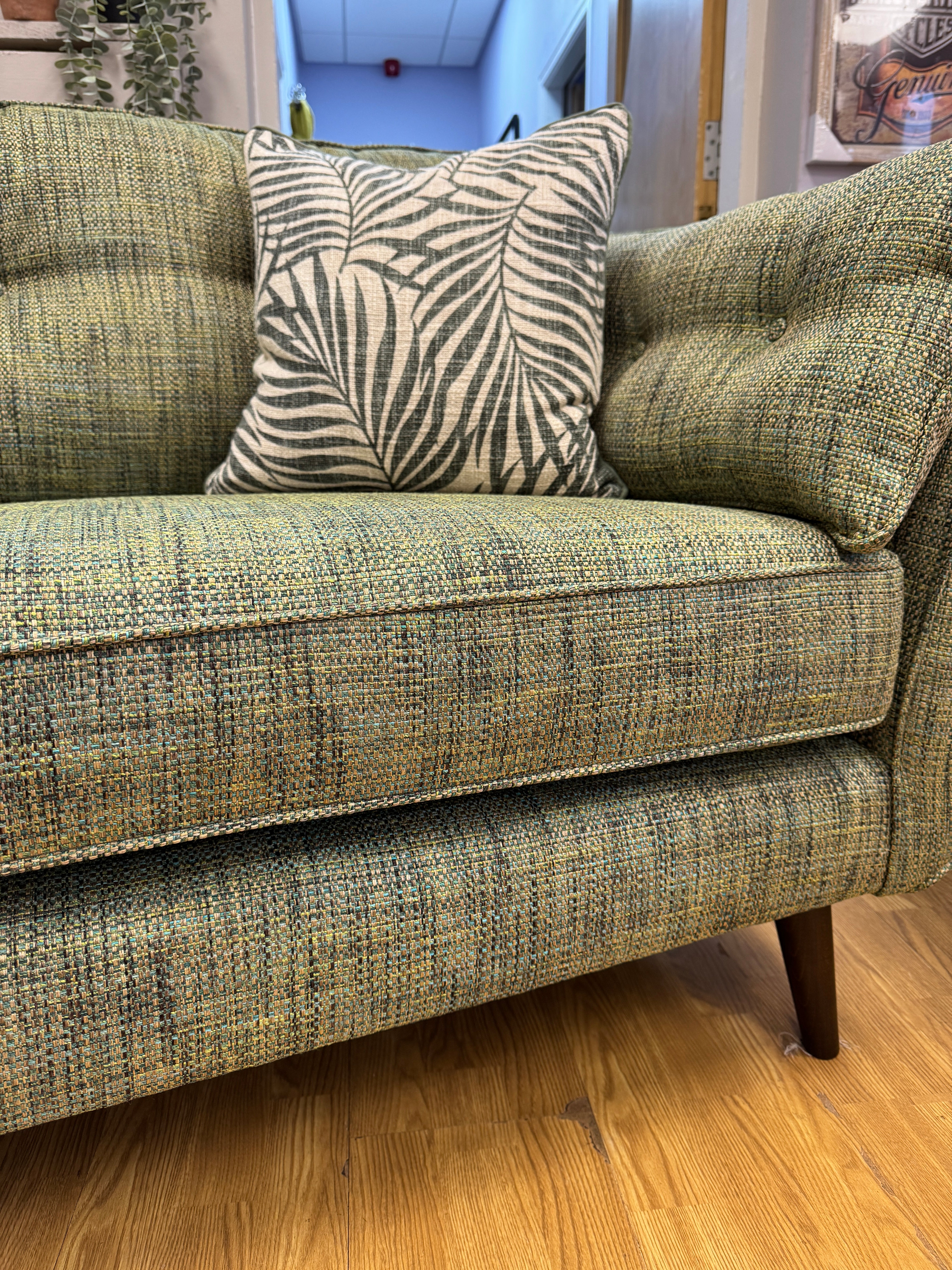 Zinc large 4 seater standard back sofa in Molten Fern green mix weave