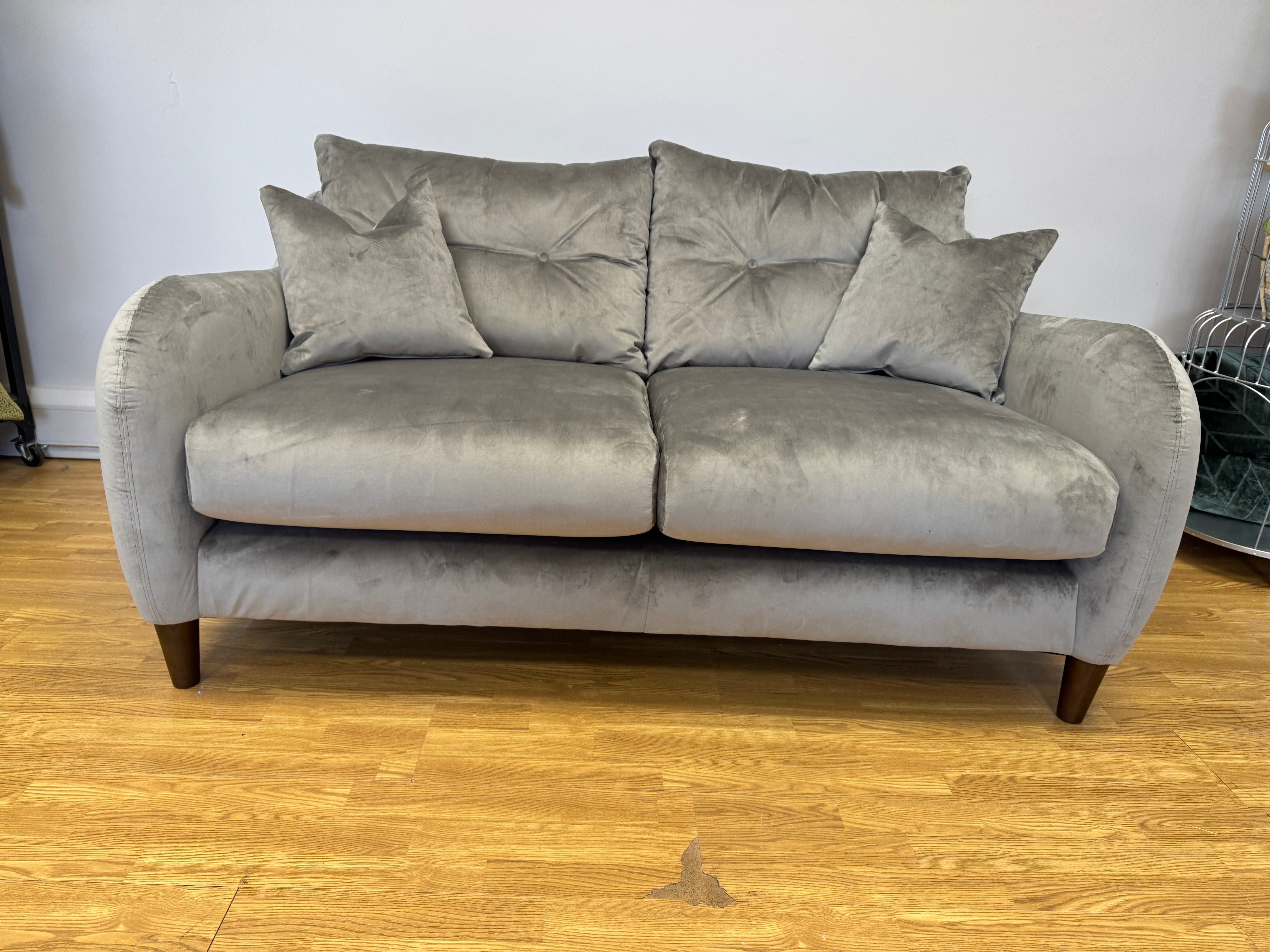 Ambleside 2 seater standard back sofa in Lumino Slate velvet