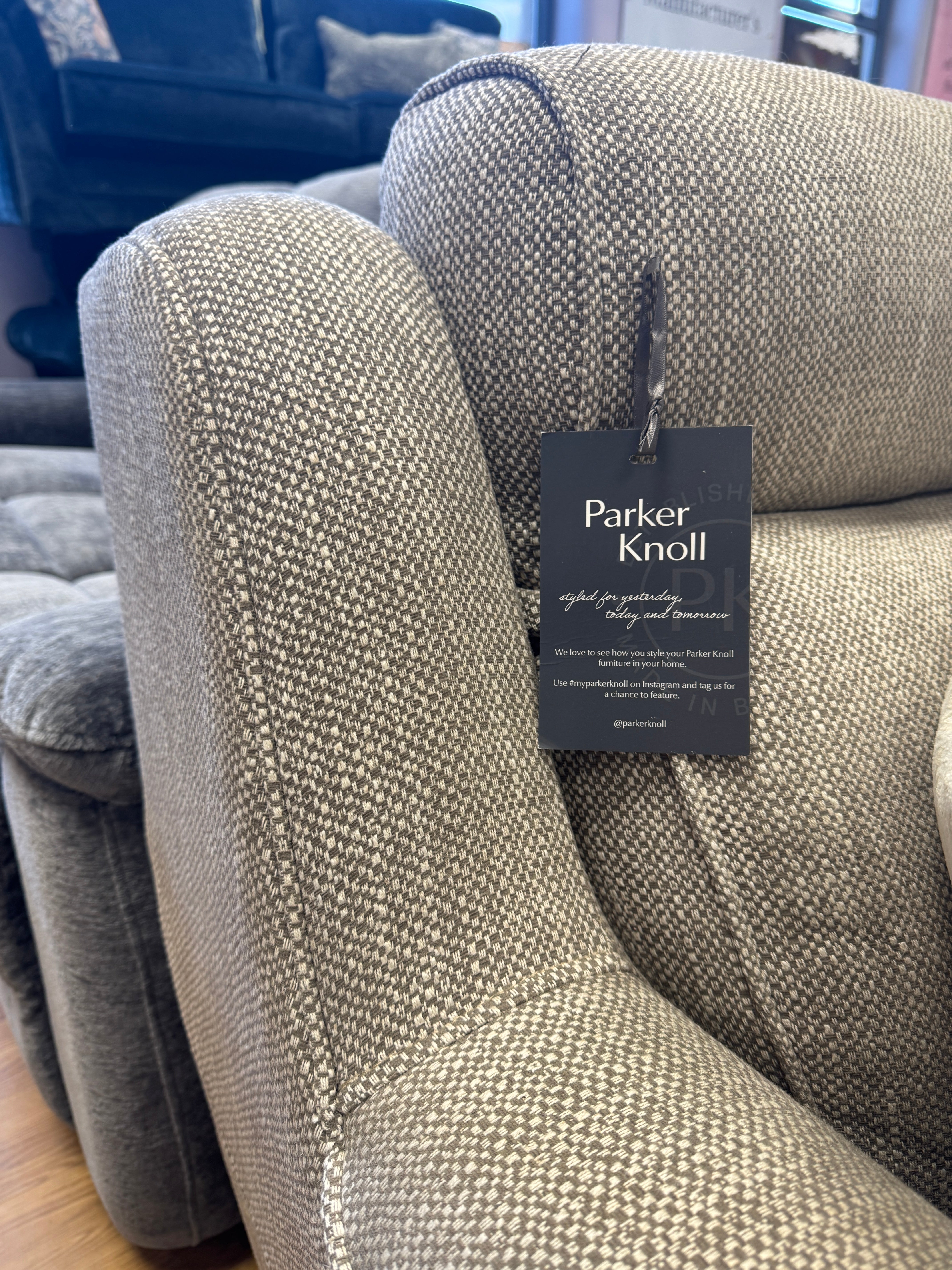 Parker Knoll Manhattan 2 seater Power Recliner Sofa in Natural cross weave fabric