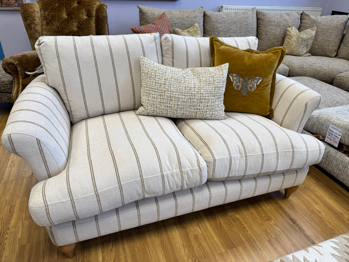 Lacey medium 2 seater sofa in natural & honey stripe chenille fabric