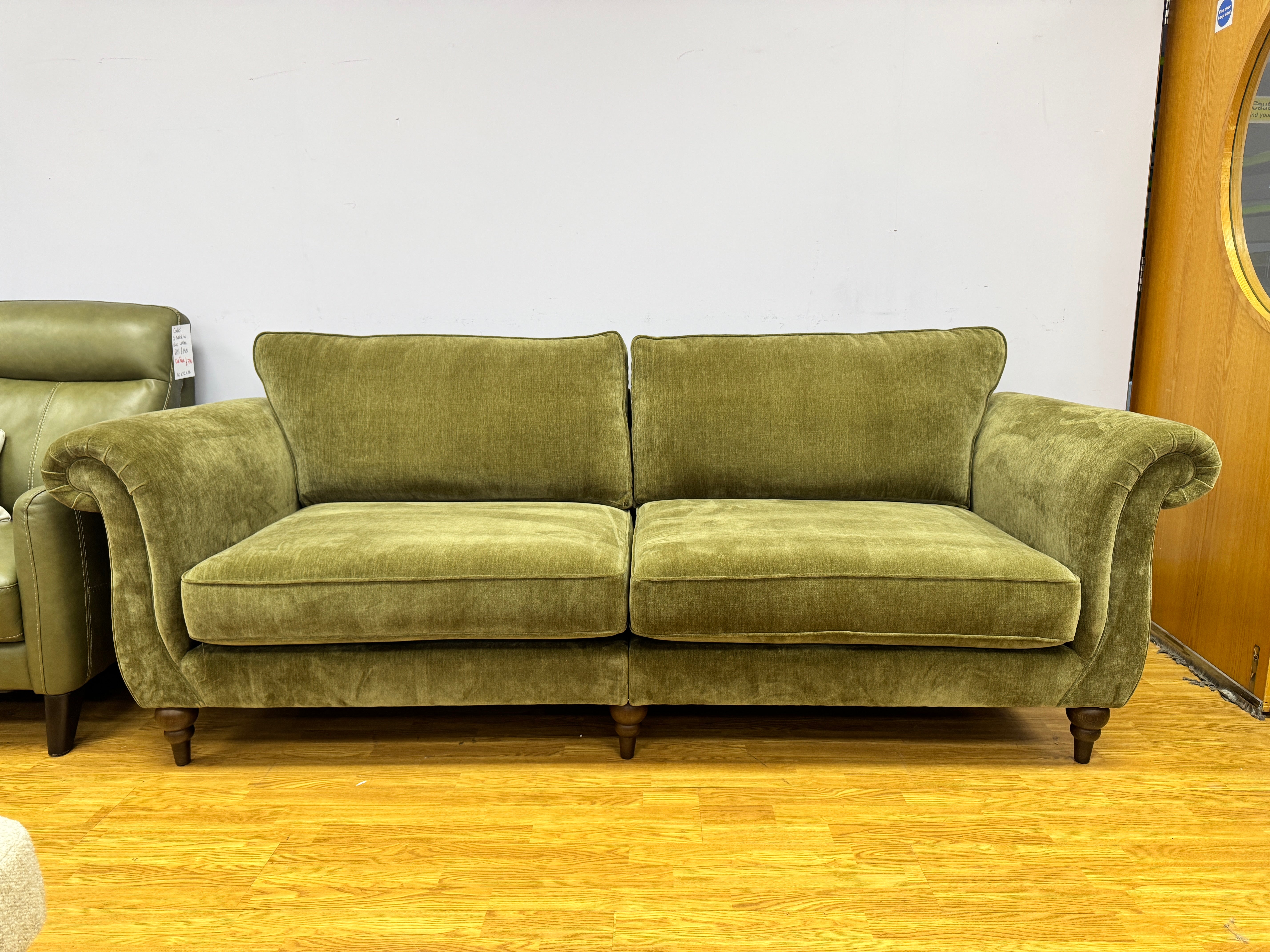 Buckingham XL 4 seater split sofa in Olive green Chenille fabric