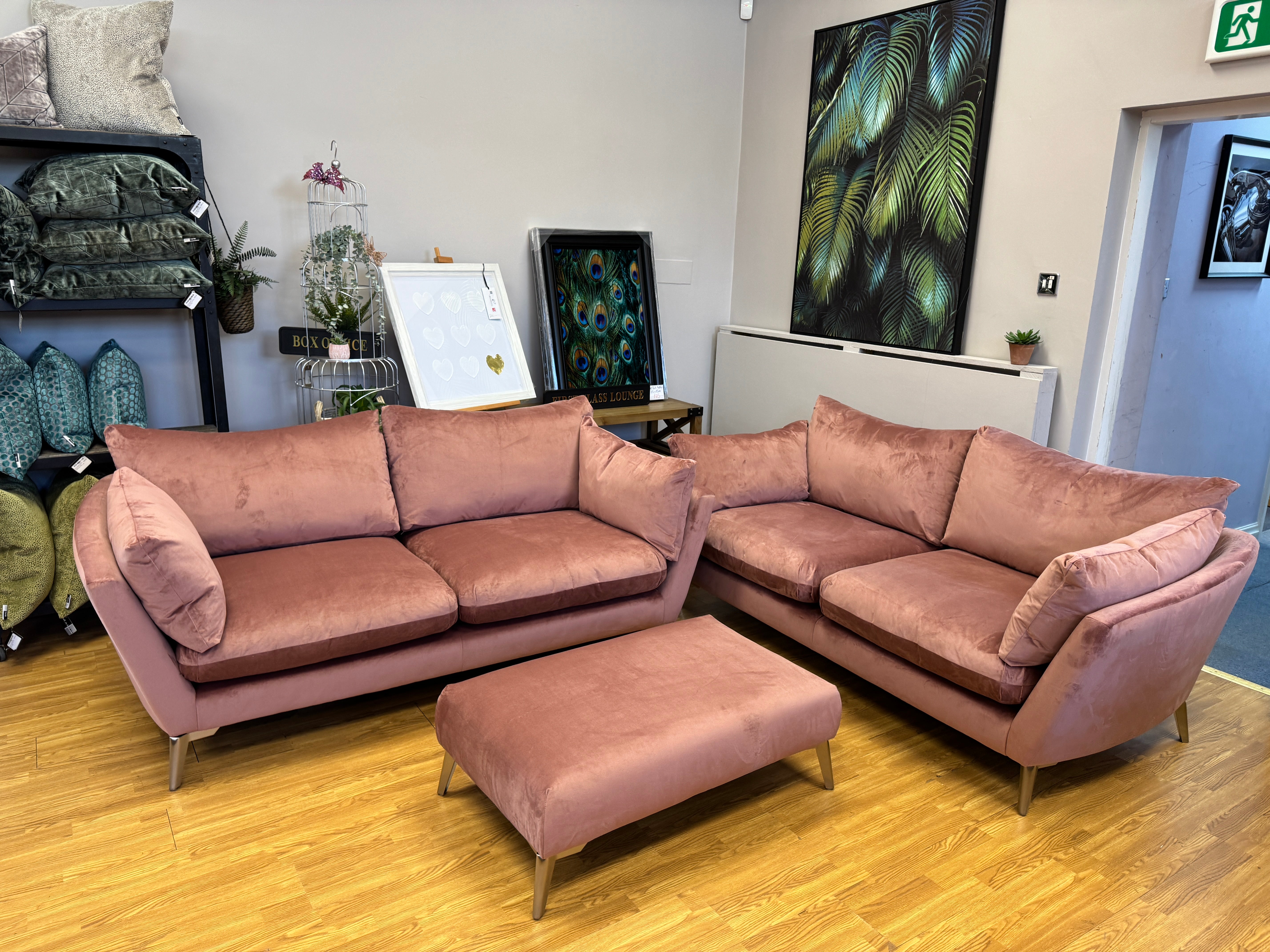Elton curved sided large 3 seater sofa in Blush pink velvet fabric (matching pair available)