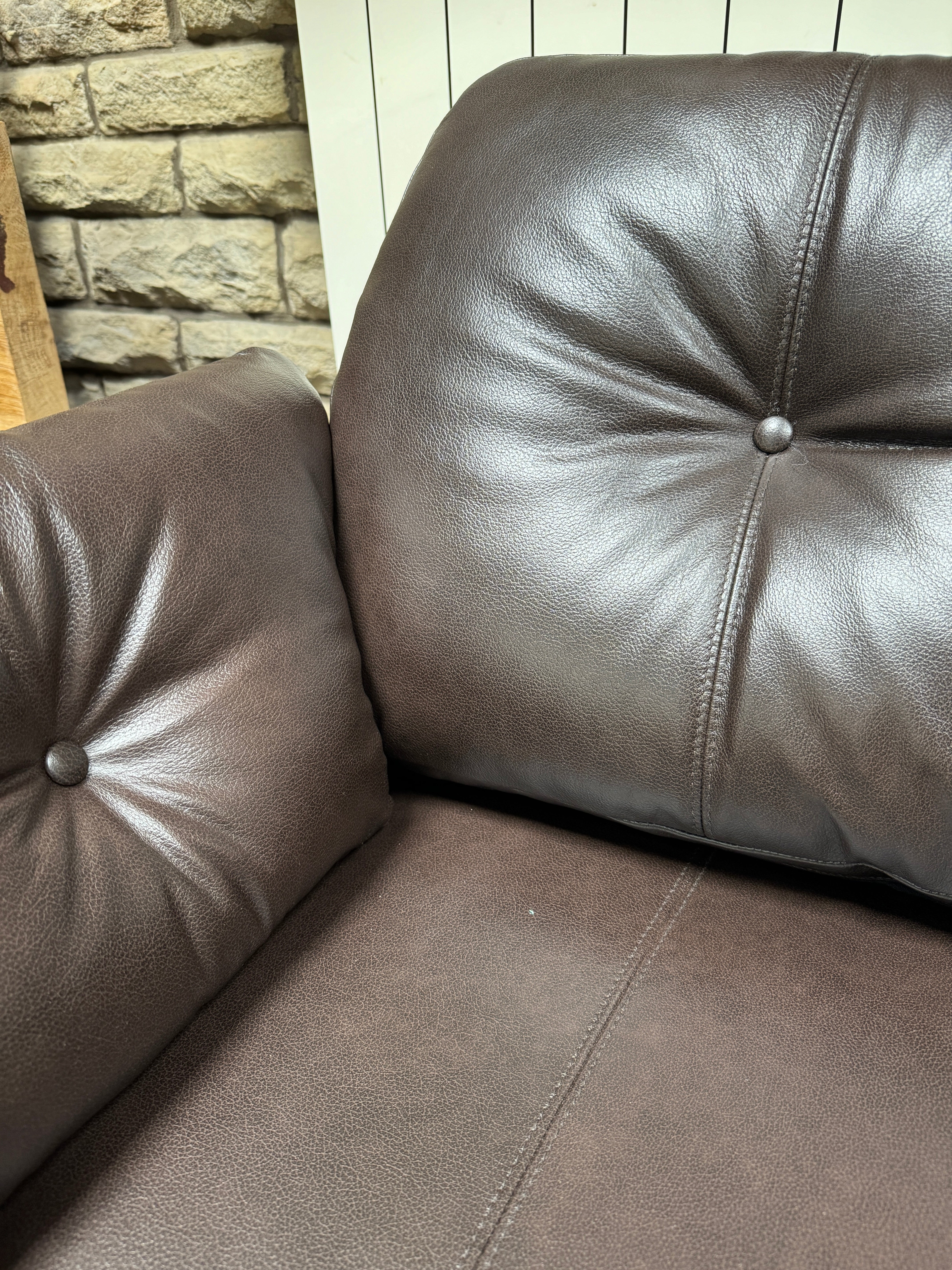 DALSTON standard back loveseat in dark brown leather