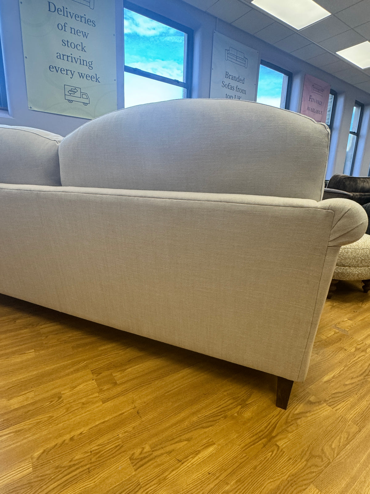 Clover 4 seater standard back sofa in natural linen mix fabirc