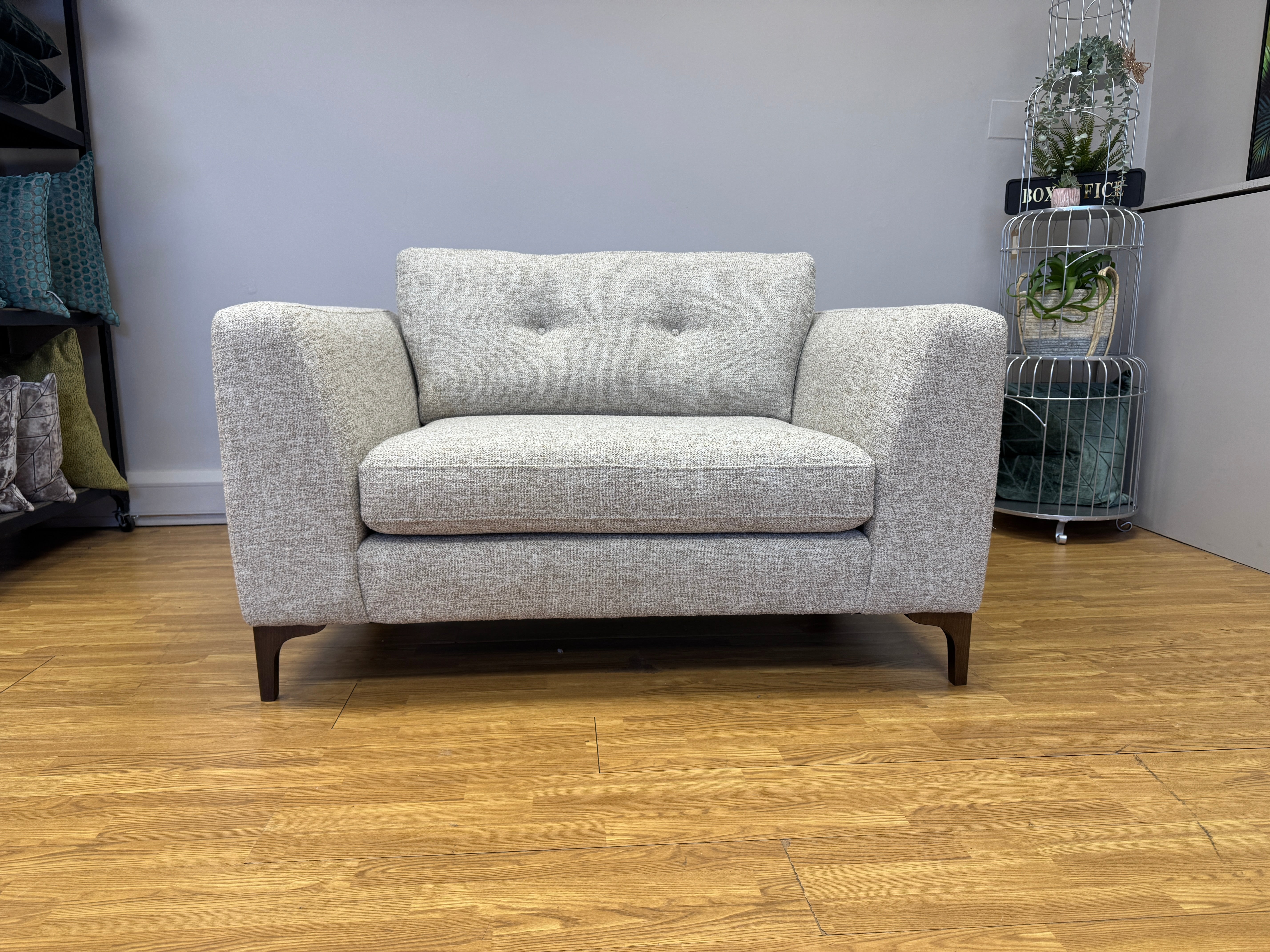 Mateo loveseat in mixed boucle weave natural fabric