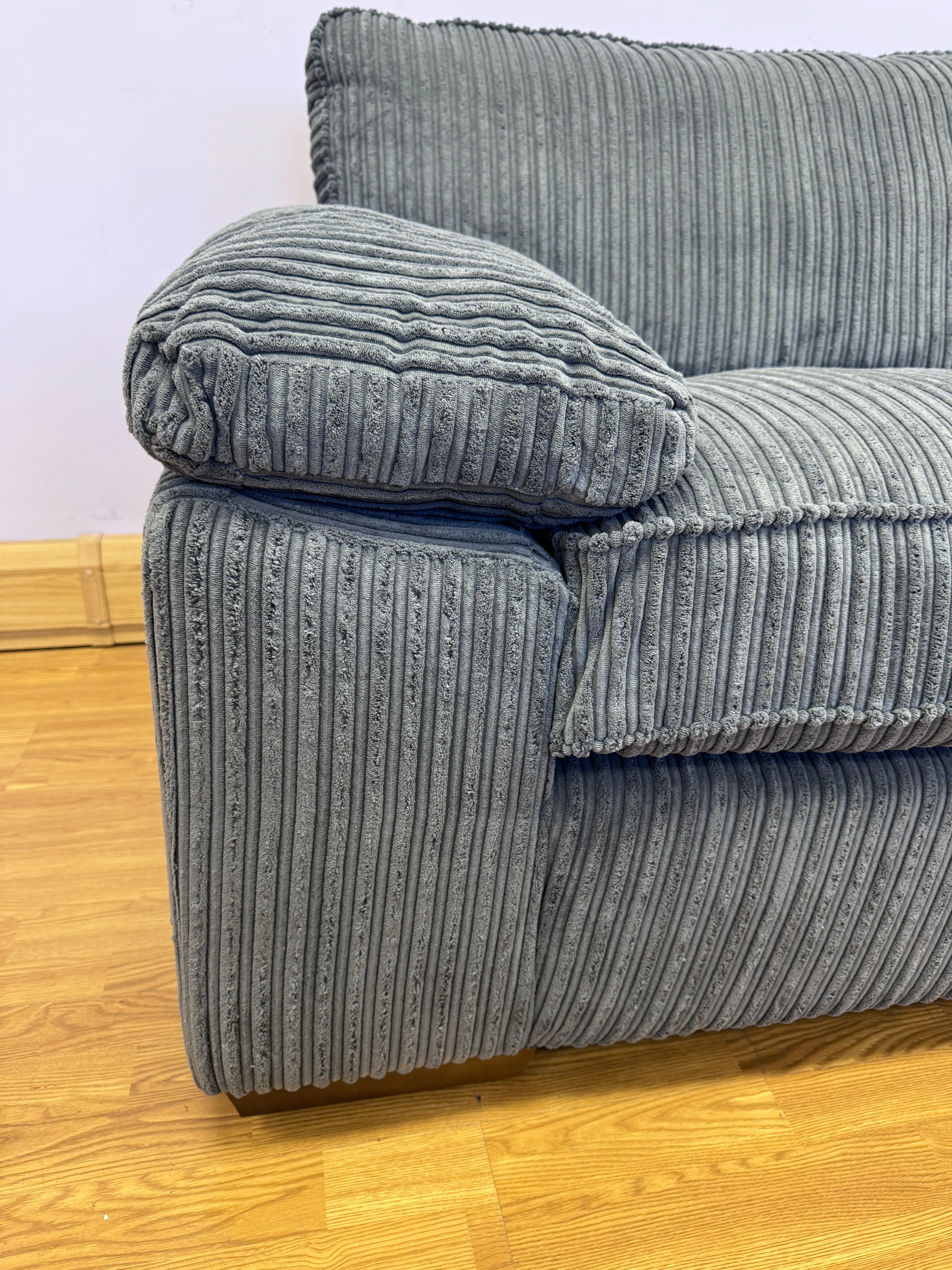 Dexter 3 seater standard back sofa in Charcoal Corduroy fabric