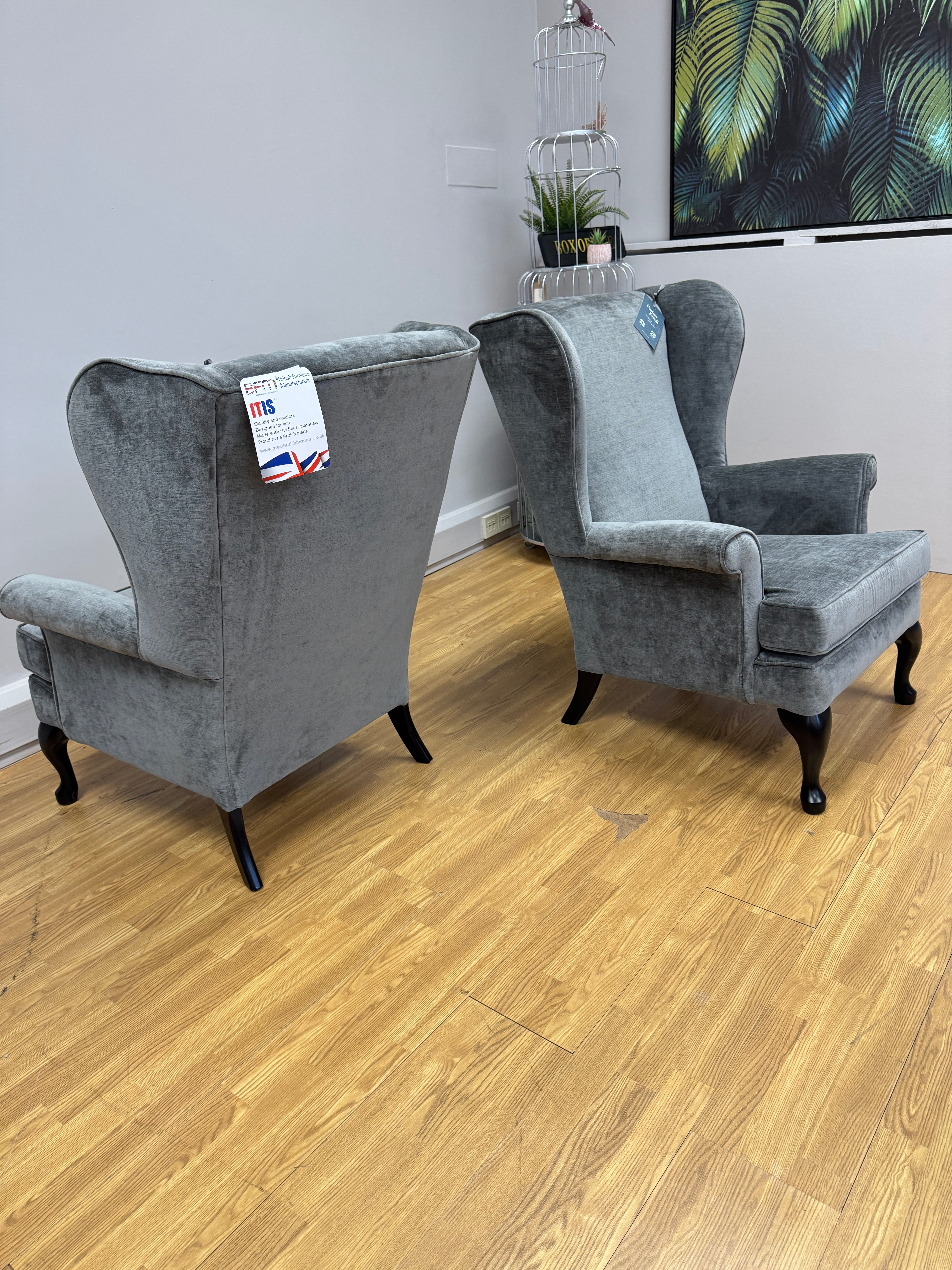 Parker Knoll Penshurst wingback chair in Grey velvet