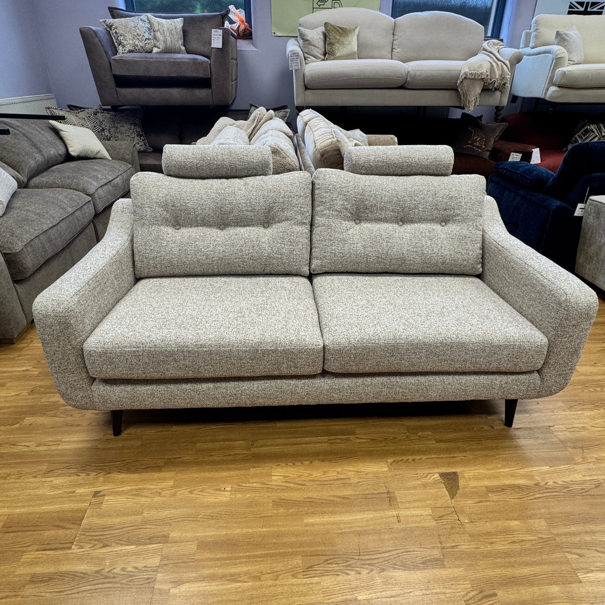 Lisbon 3 seater sofa with removable headrests in soft natural mix boucle fabric