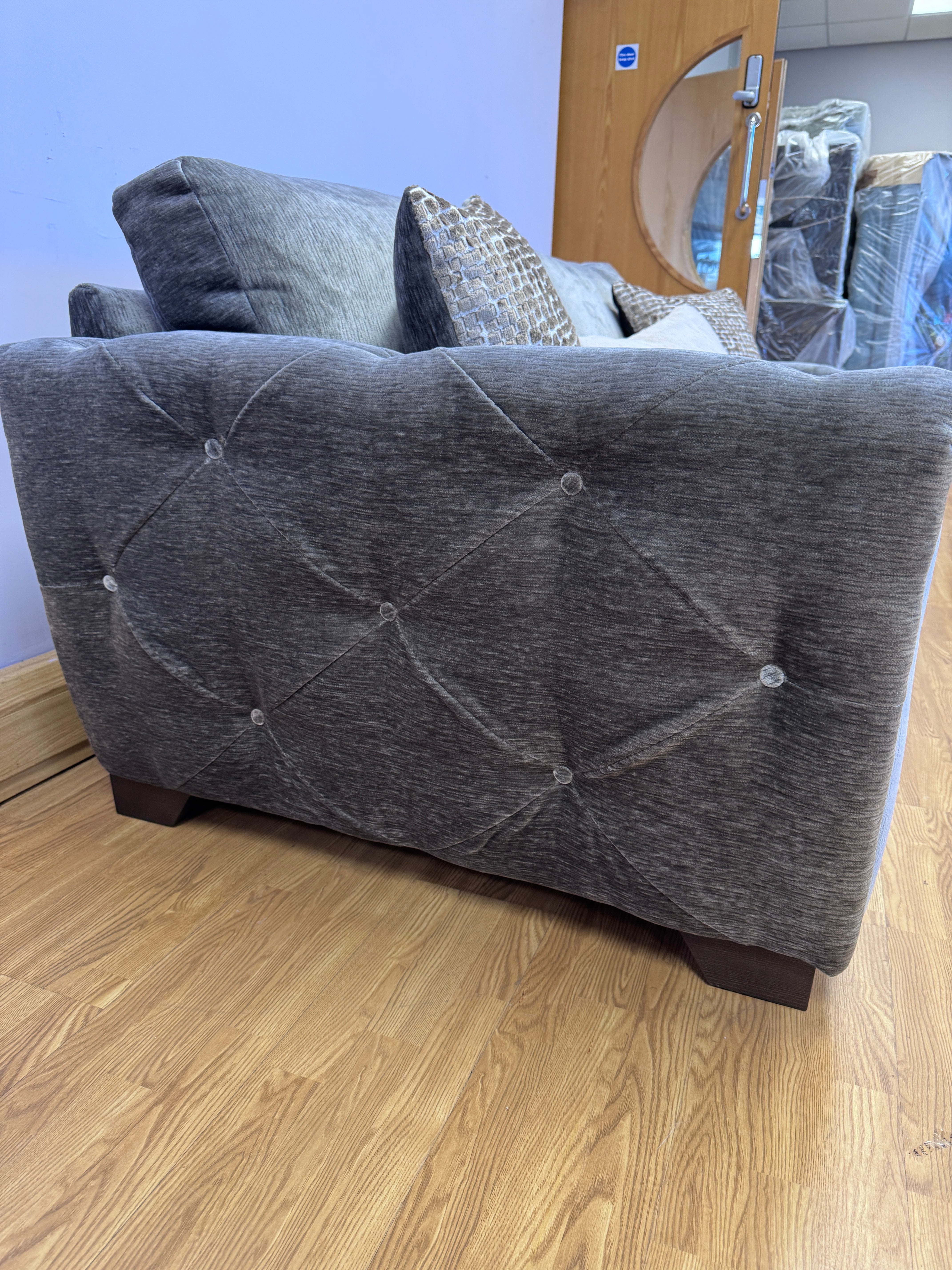 Aphrodite 3 seater standard back sofa in California Dolphin grey fabric