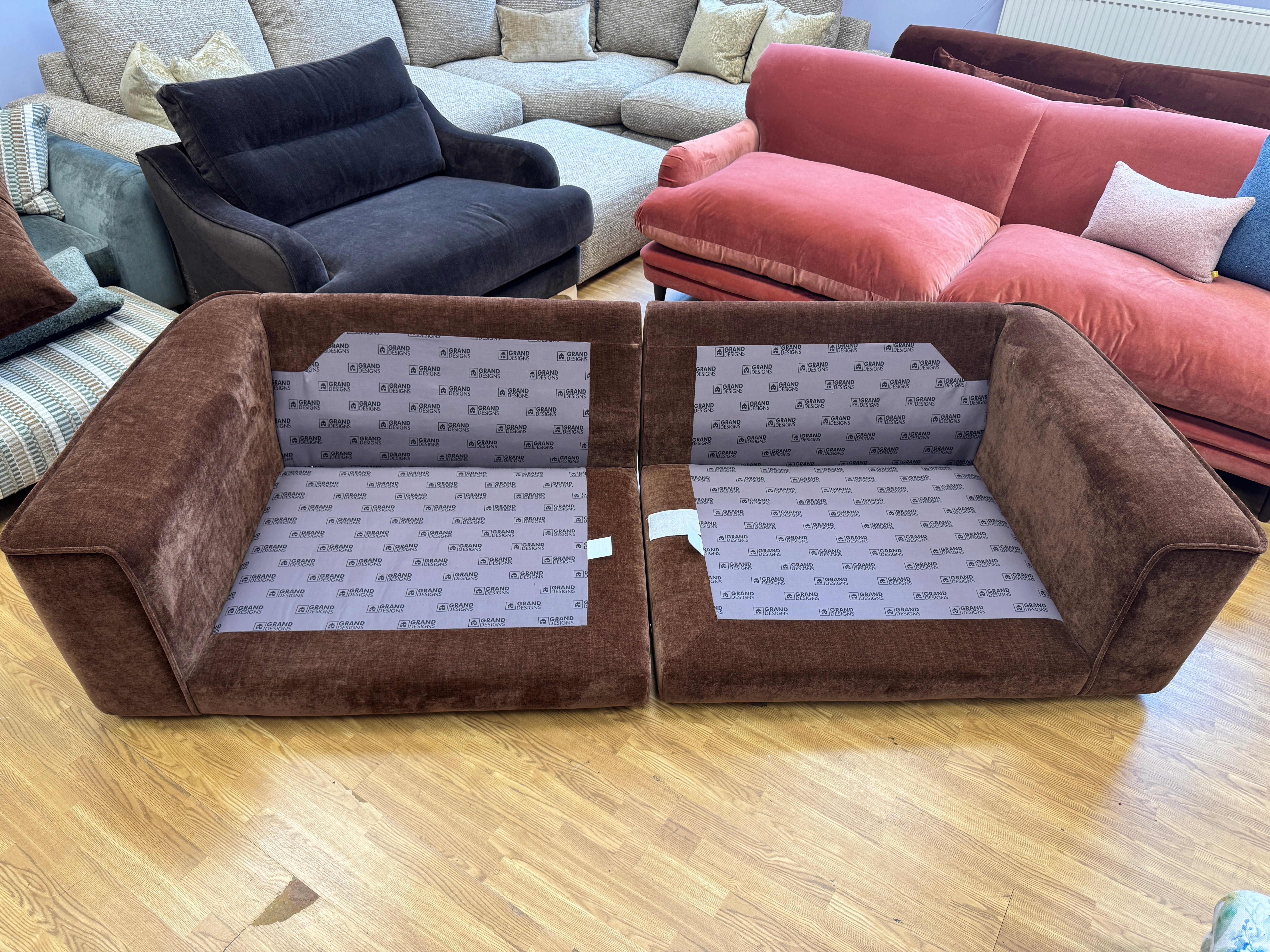 McCloud 4 seater split sofa in Hearth brown chenille