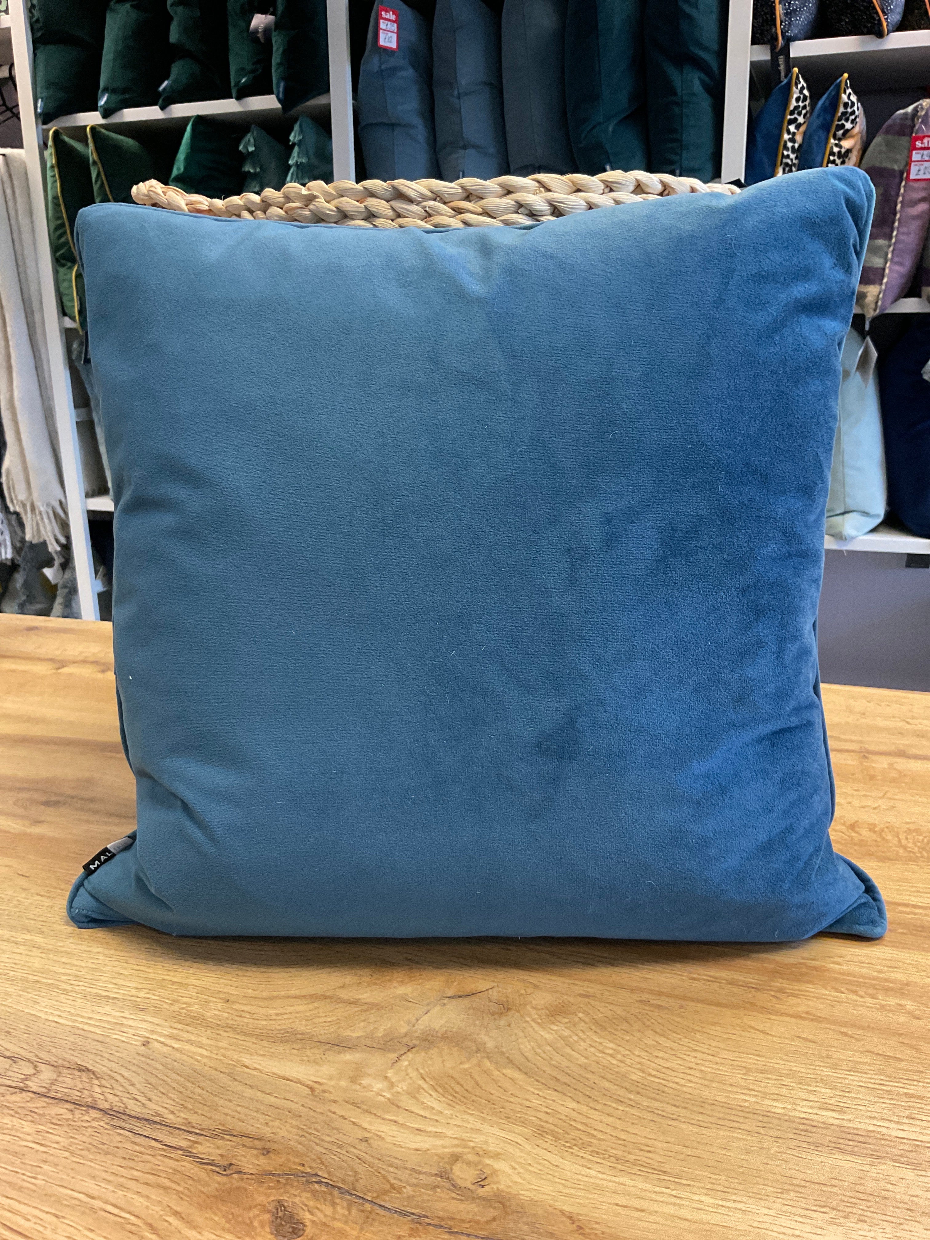 Luxe plain velvet cushion - Blue 45 X 45CM