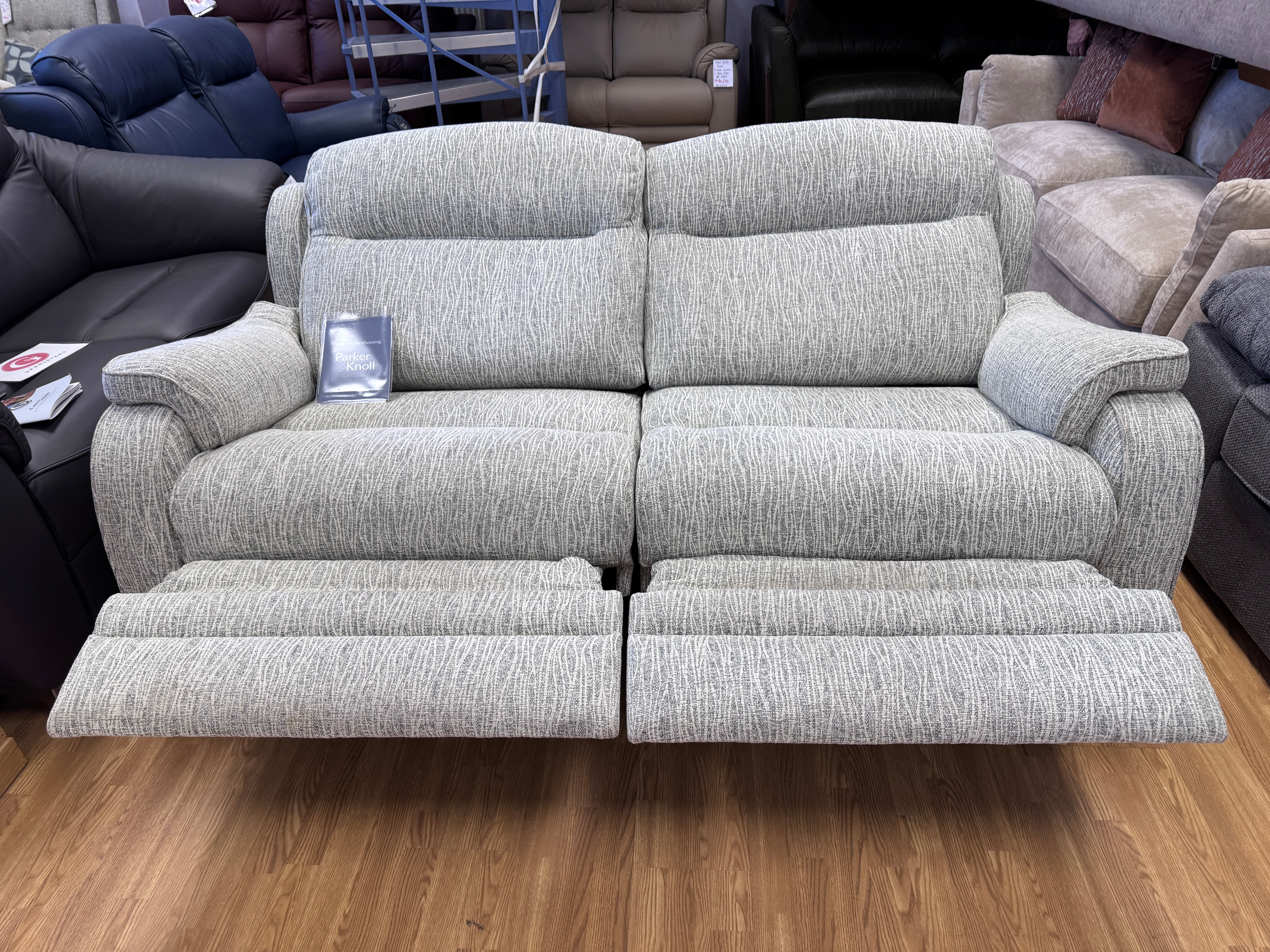 Parker Knoll Boston large 2 seater electric reclining split sofa in Cream mix fabric