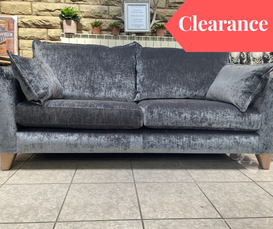 THE LOUNGE CO. CHARLOTTE 3 seater sofa in brushed steel grey velvet