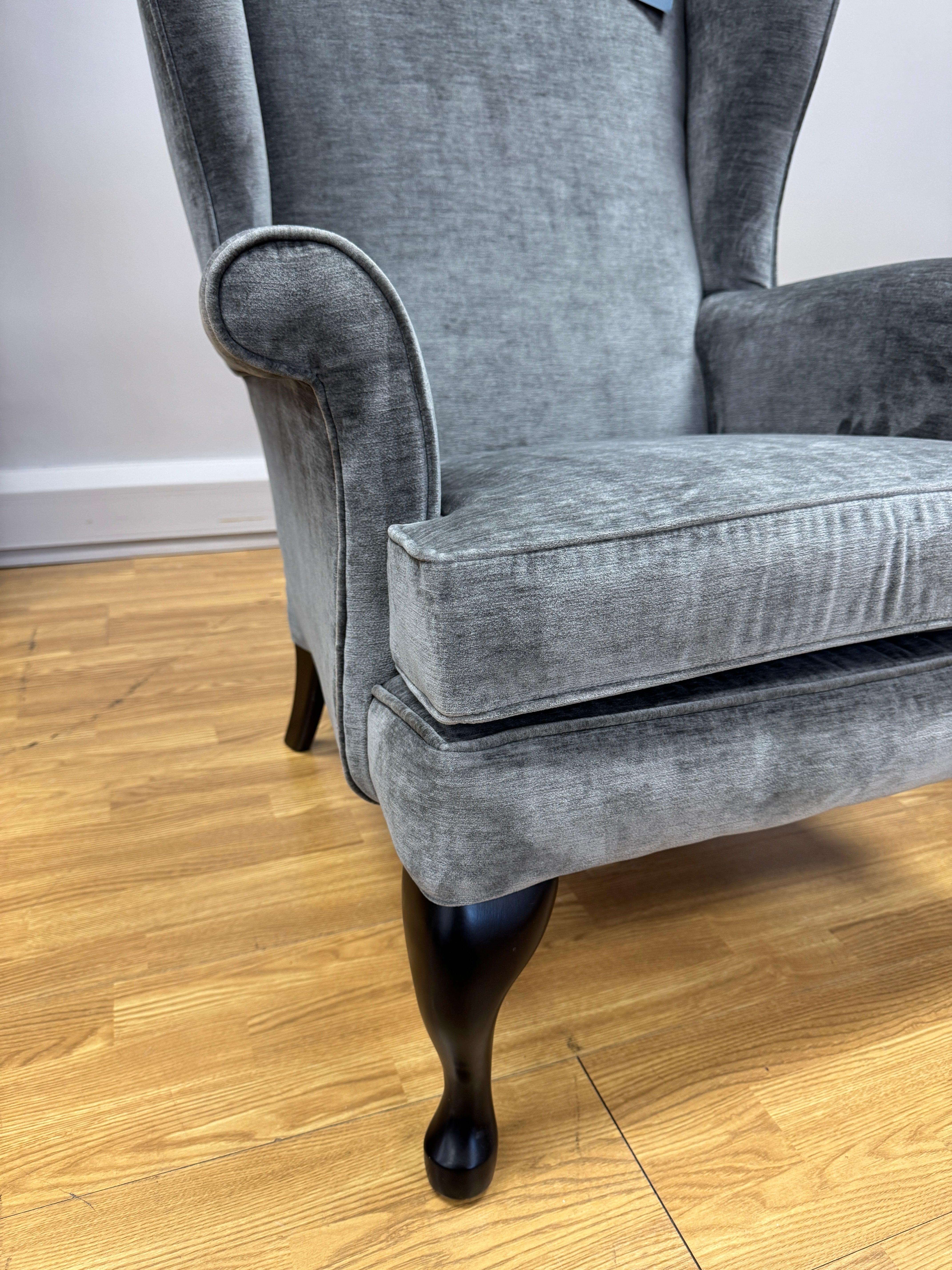 Parker Knoll Penshurst wingback chair in Grey velvet