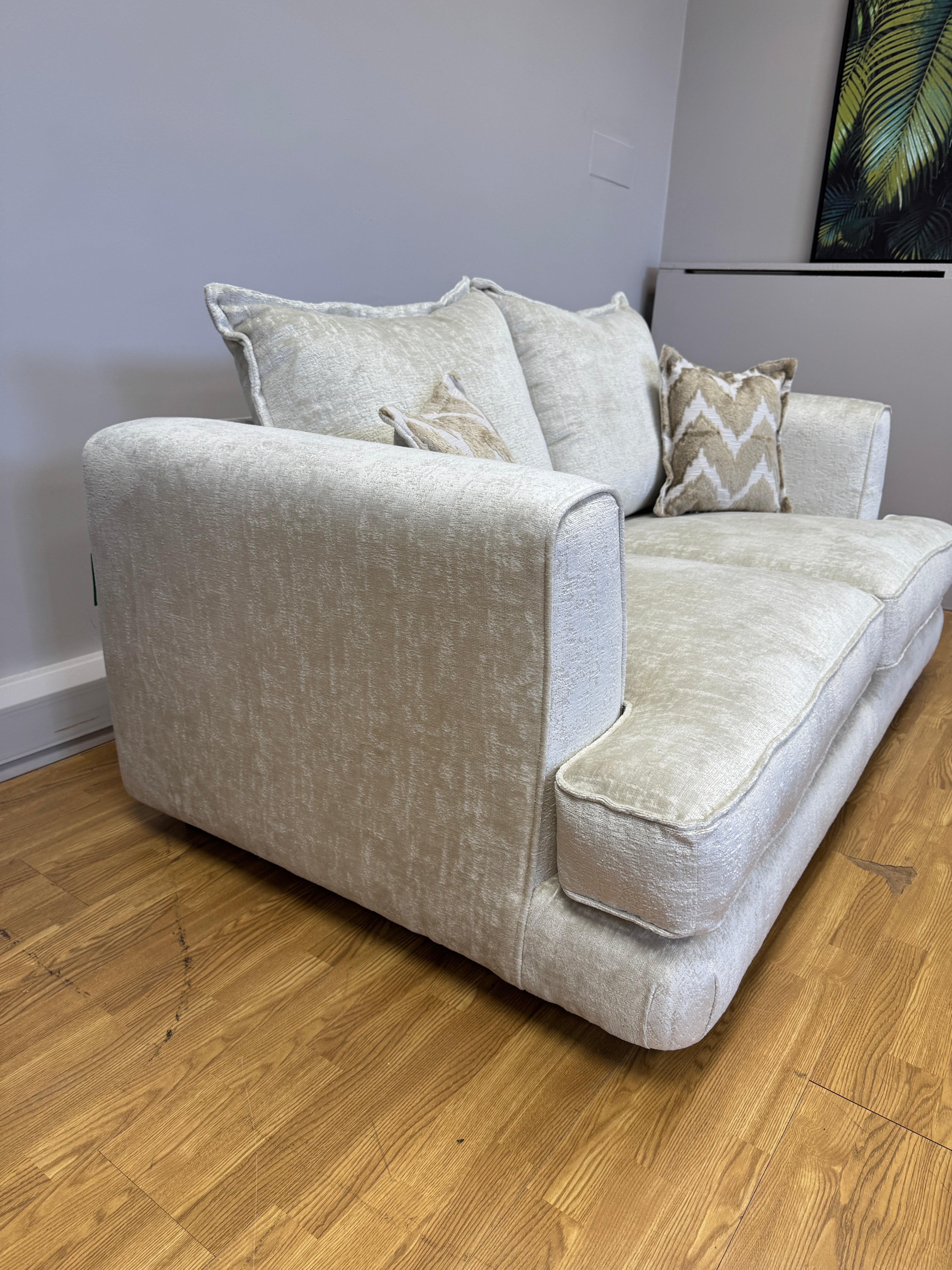 Cancun 2 seater sofa in Aaron Oyster chenille fabric