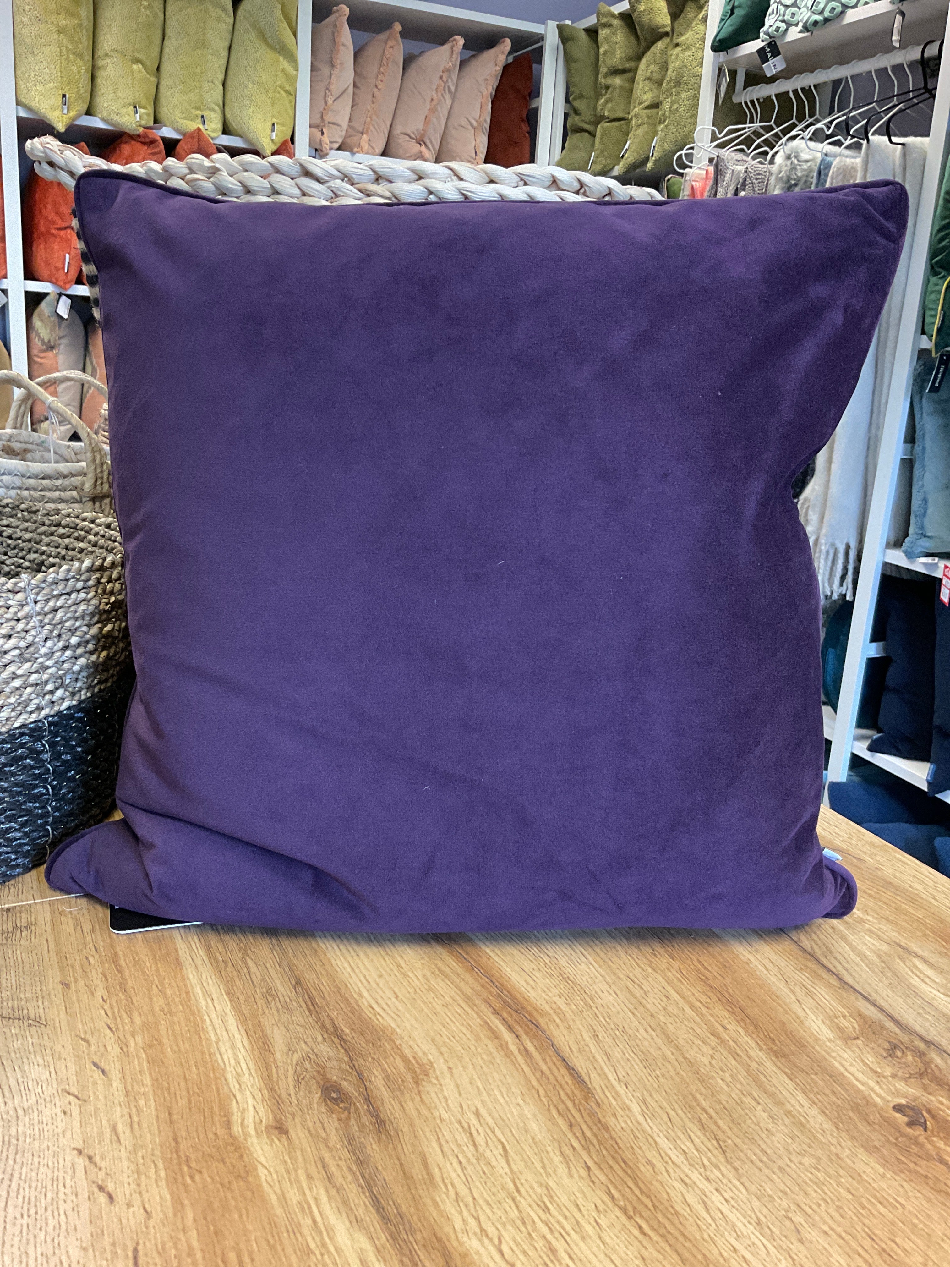 Luxe plain velvet cushion - Purple 45 X 45CM