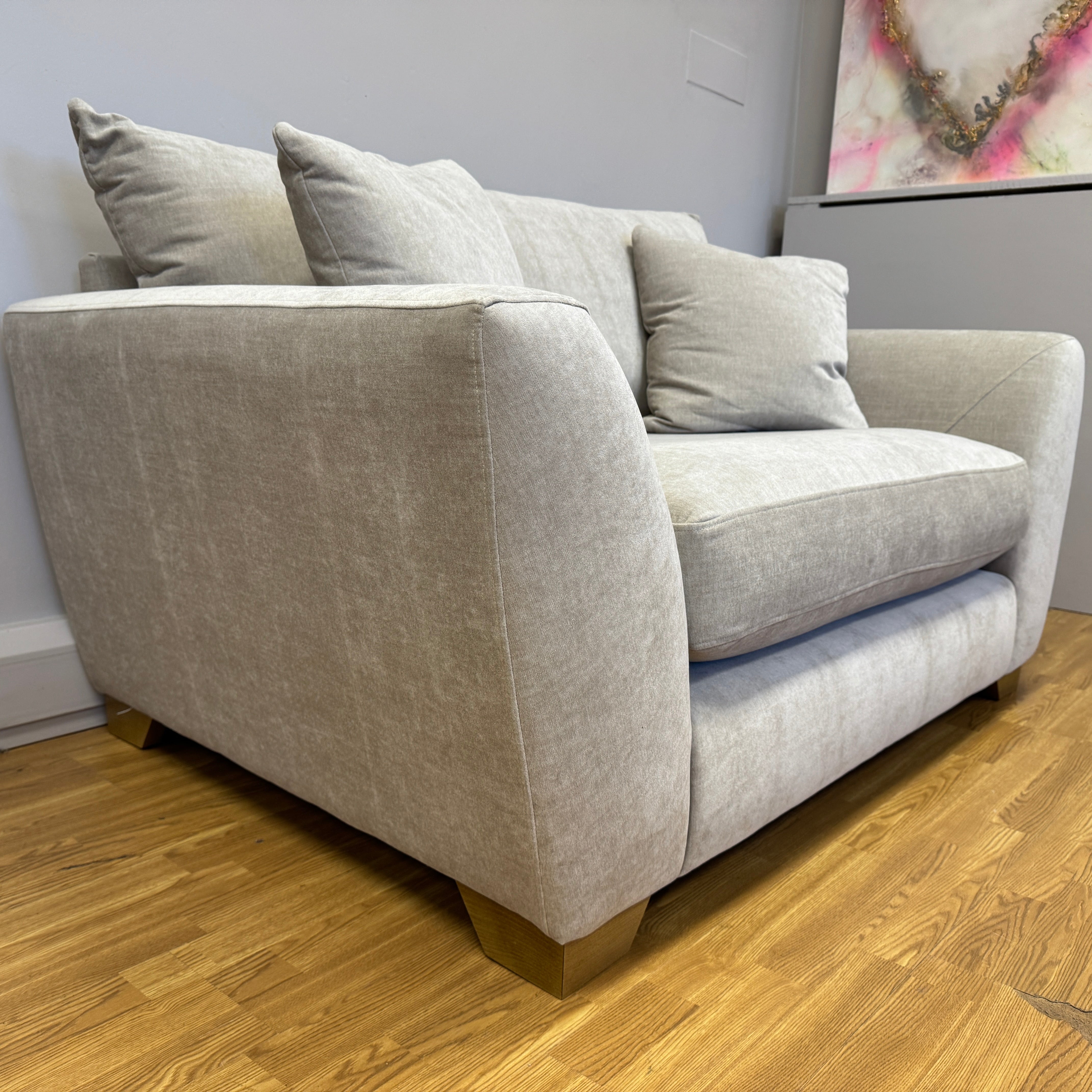 Mala large loveseat in Ellis Bamboo brushed cotton fabric