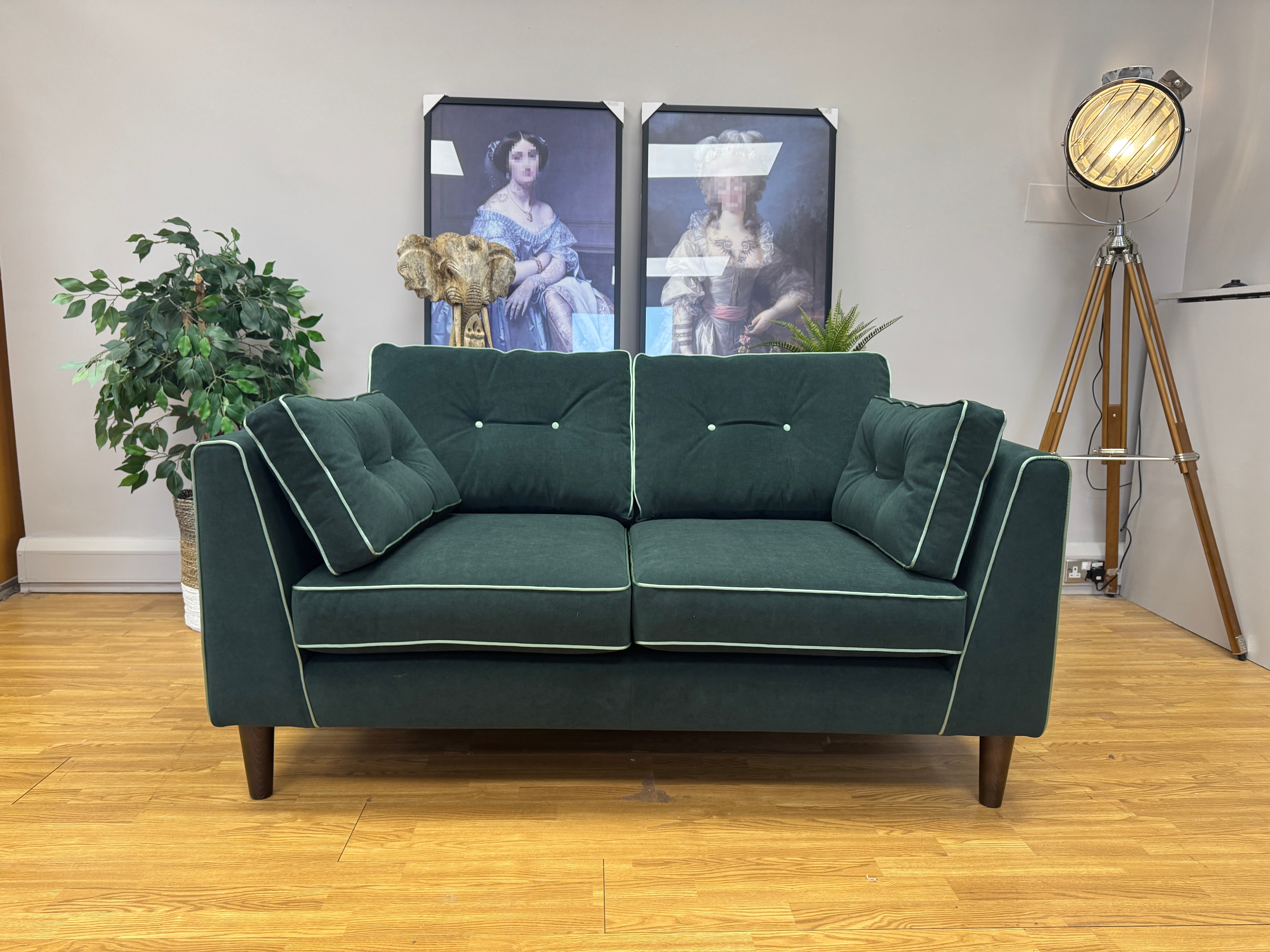 Cricket 2 seater sofa in Emerald green velvet