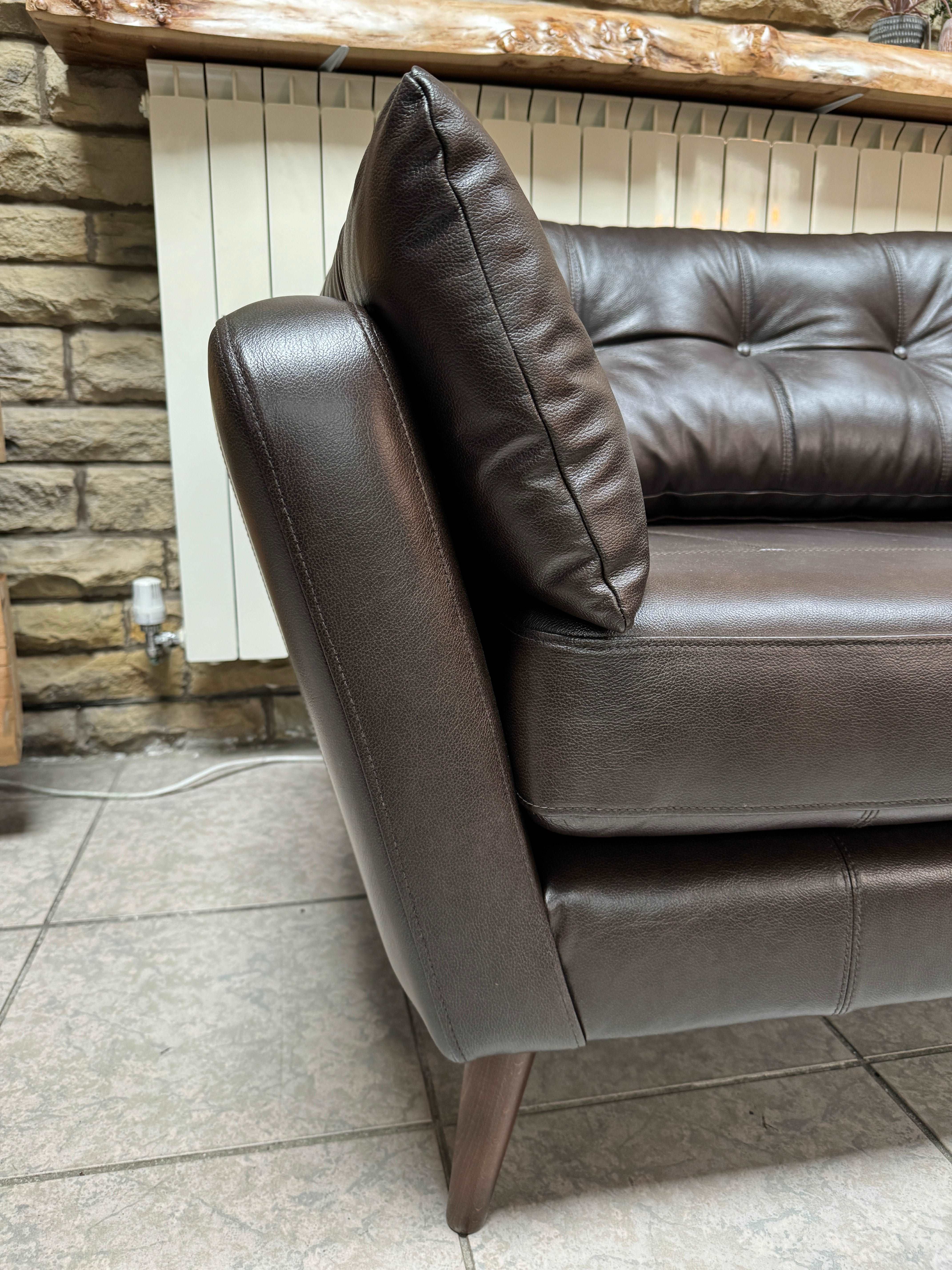 DALSTON standard back loveseat in dark brown leather